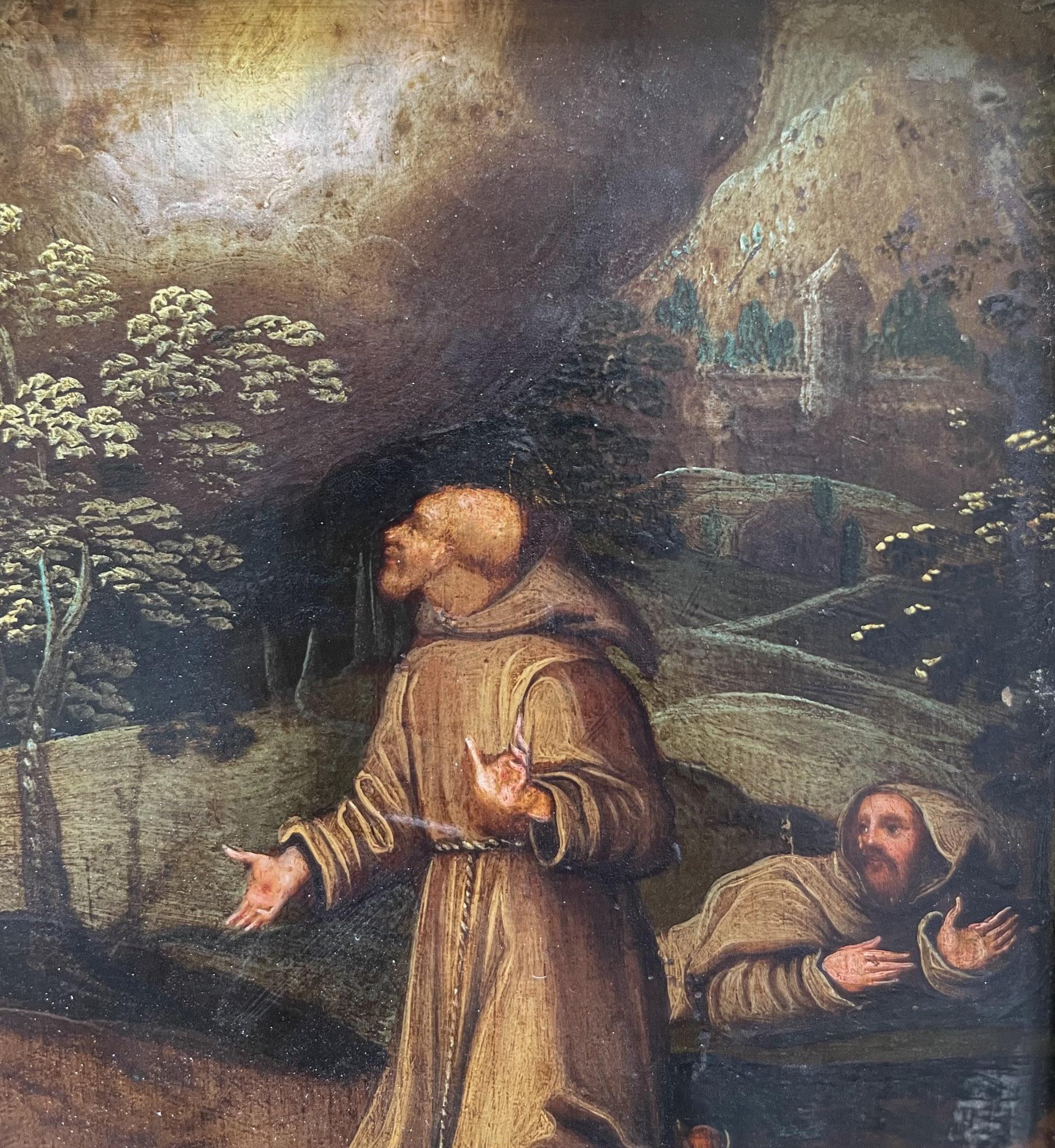 Saint Francis Receiving The Stigmata. Oil On Copper, Flemish School, 17 century For Sale 1
