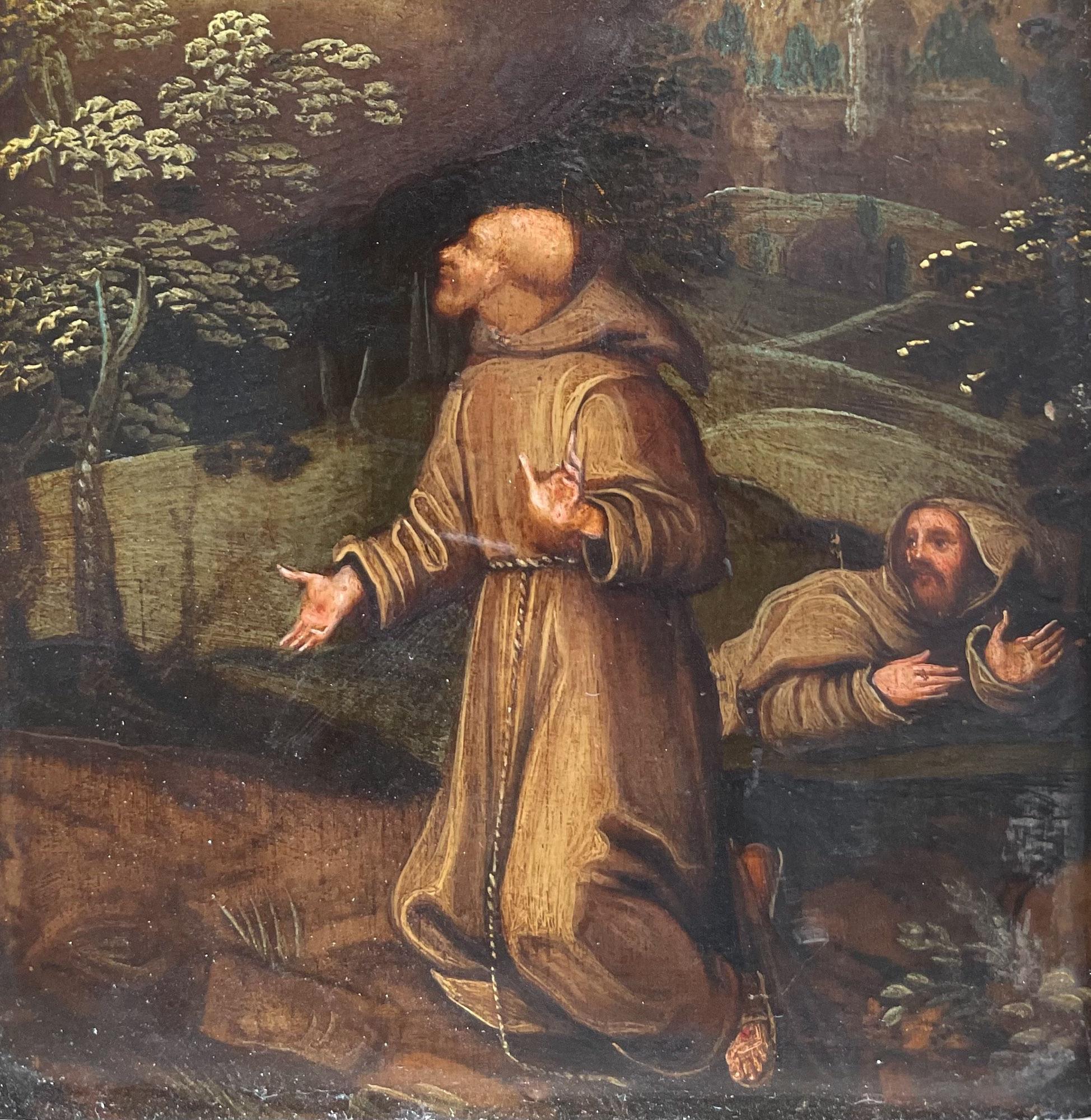 Saint Francis Receiving The Stigmata. Oil On Copper, Flemish School, 17 century For Sale 2