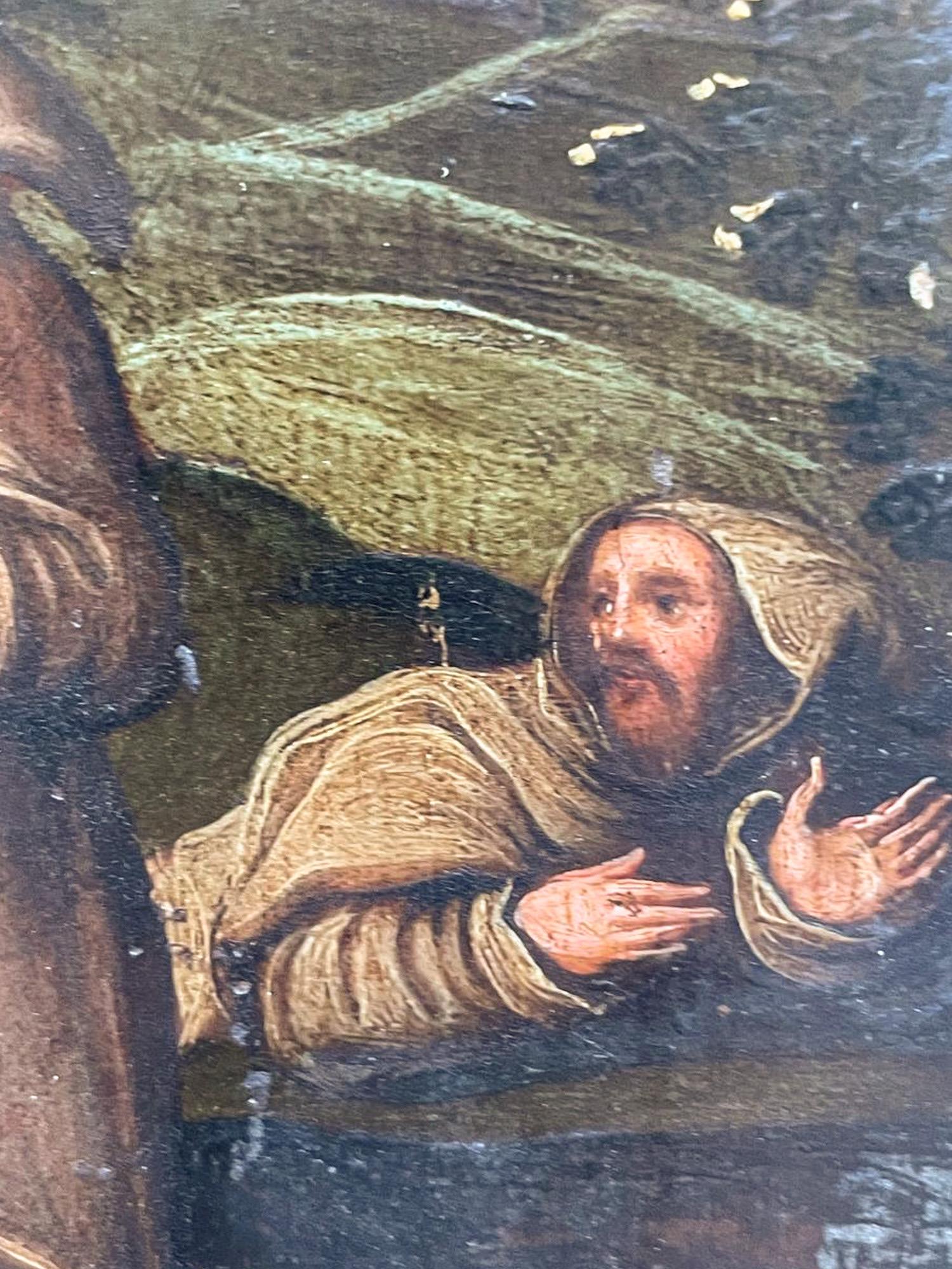 Saint Francis Receiving The Stigmata. Oil On Copper, Flemish School, 17 century For Sale 3