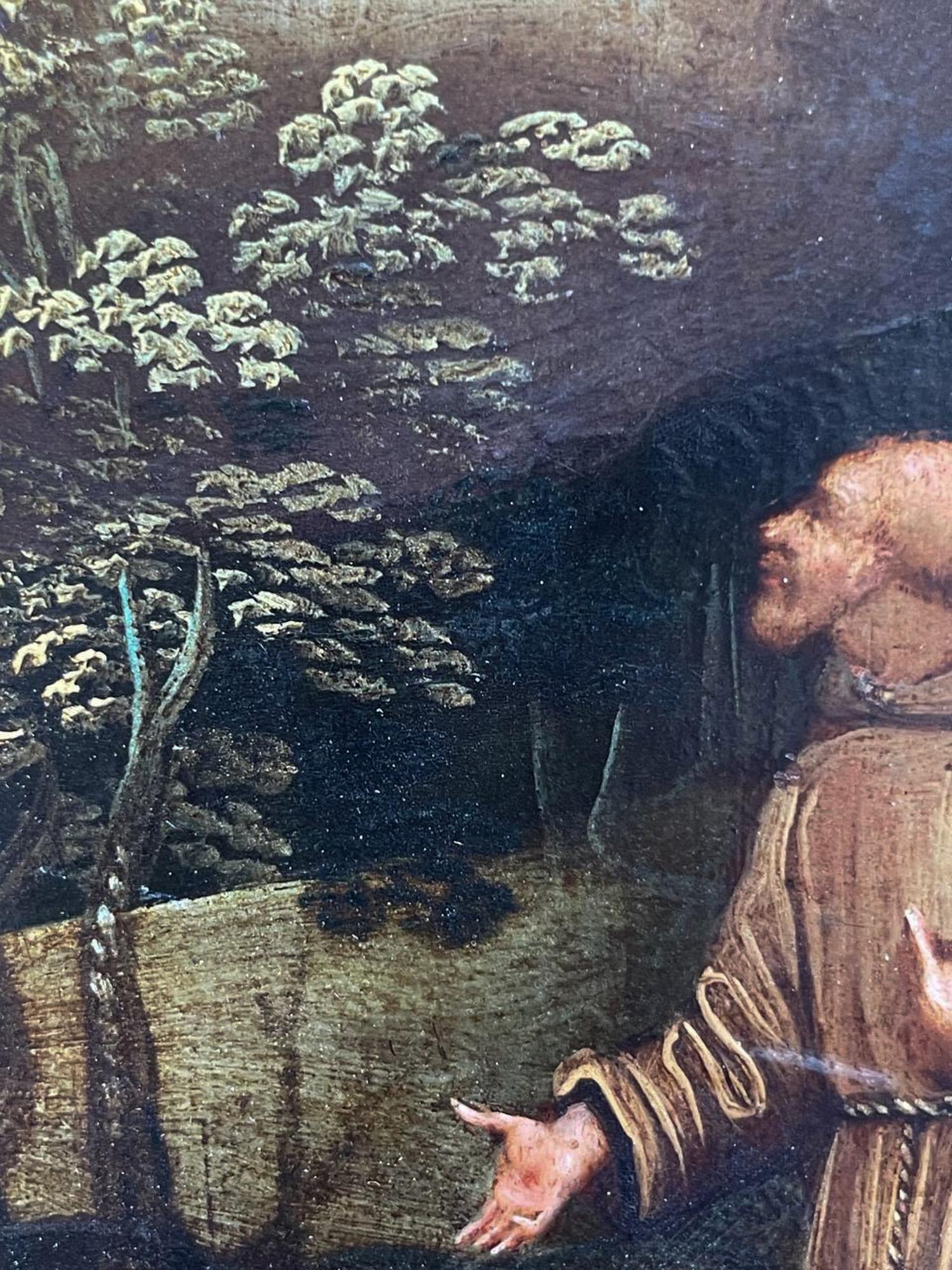 Saint François recevant le Stigmata
Huile sur cuivre, École flamande, XVIIe siècle en vente 7