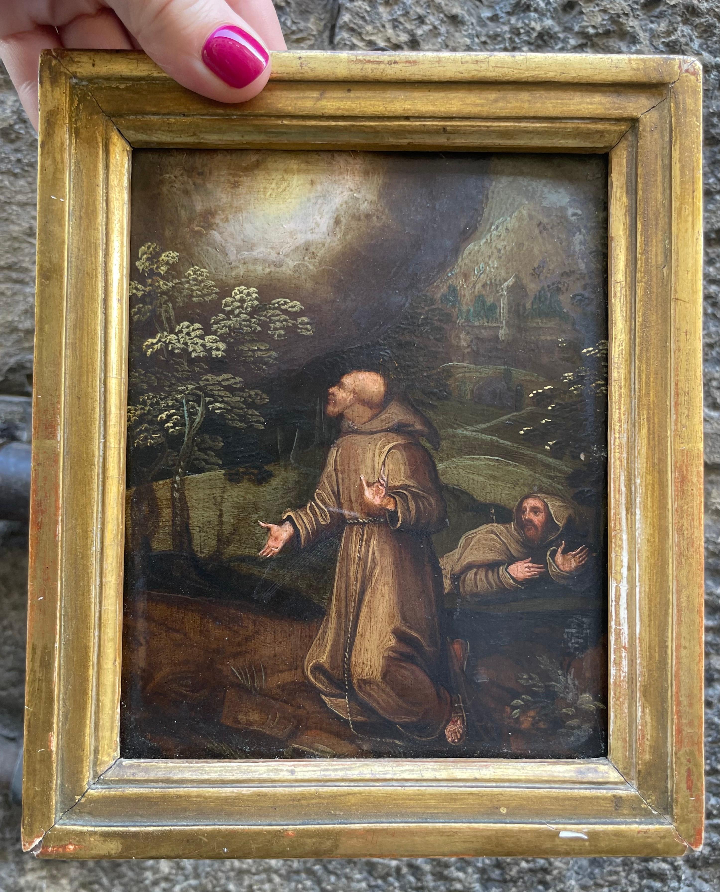San Francesco che riceve le stimmate
Olio su rame, Scuola Flemish, 17th Century in vendita 7