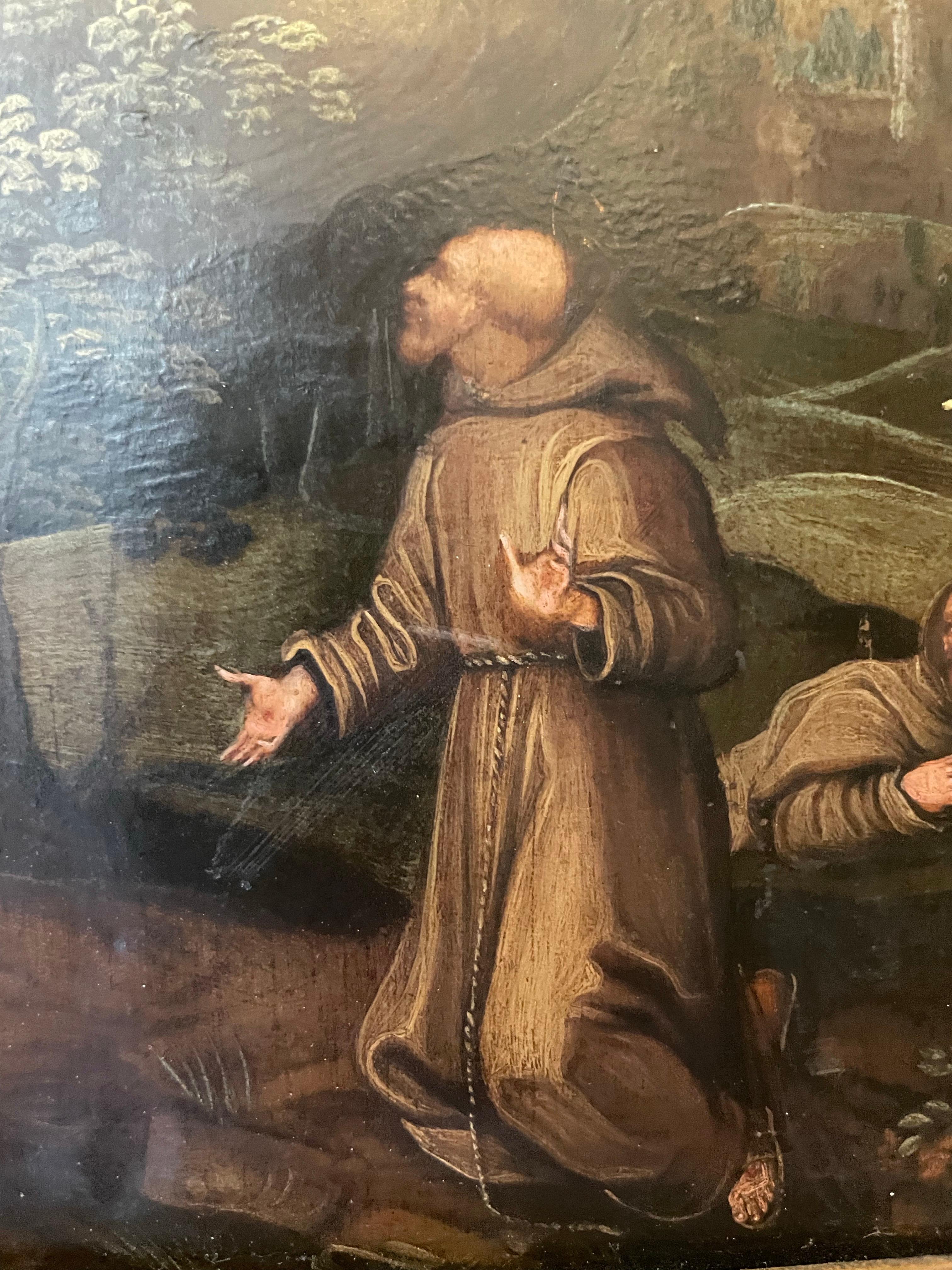 San Francesco che riceve le stimmate
Olio su rame, Scuola Flemish, 17th Century in vendita 1