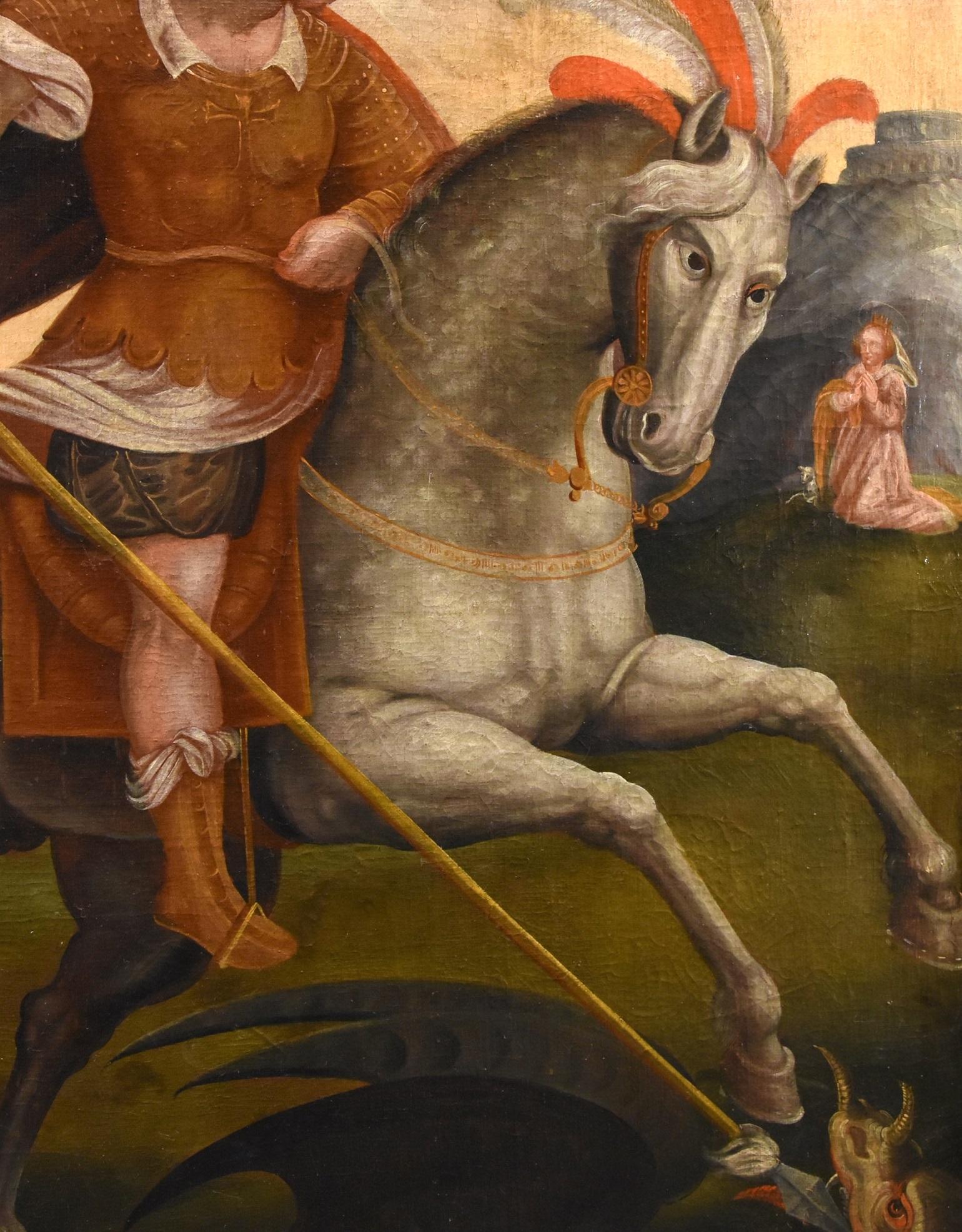 Saint George Dragon Alpine Painter 17th Century Paint Oil on canvas Old master 9