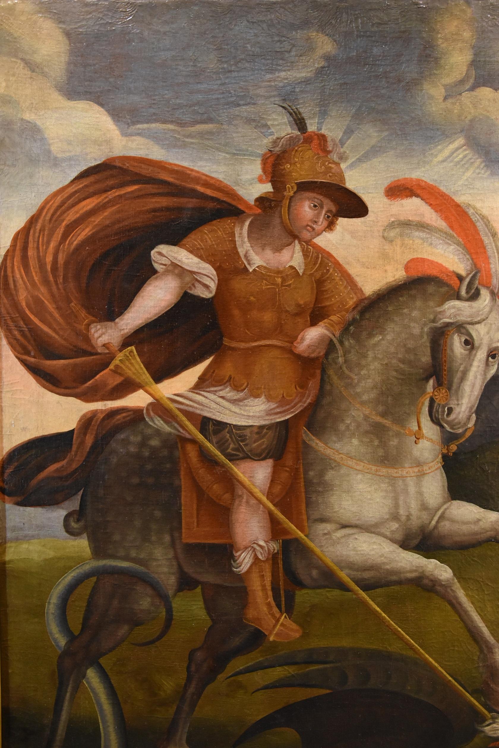 Saint George Dragon Alpine Painter 17th Century Paint Oil on canvas Old master 1