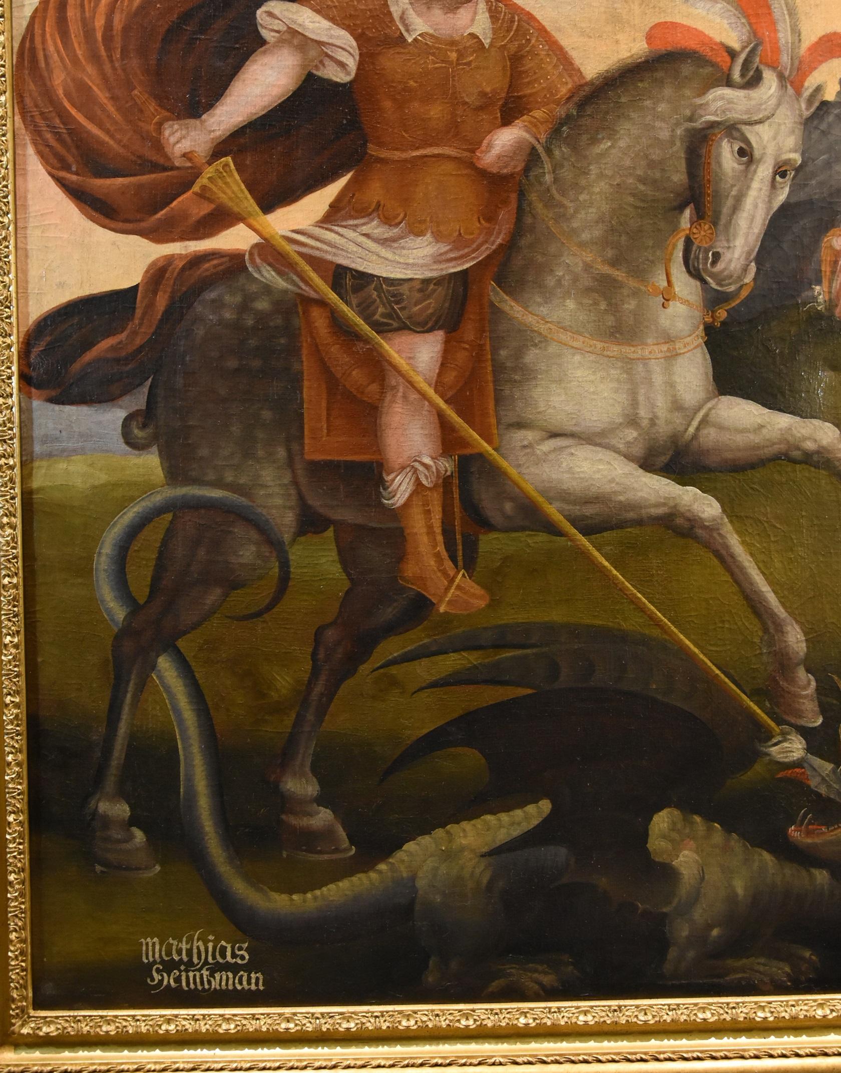 Saint George Dragon Alpine Painter 17th Century Paint Oil on canvas Old master 4