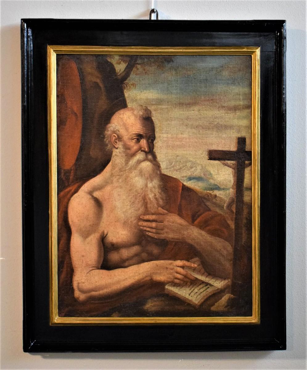 Saint Jerome, 16th-century Venetian master, oil on canvas, 1560 c. For Sale 2
