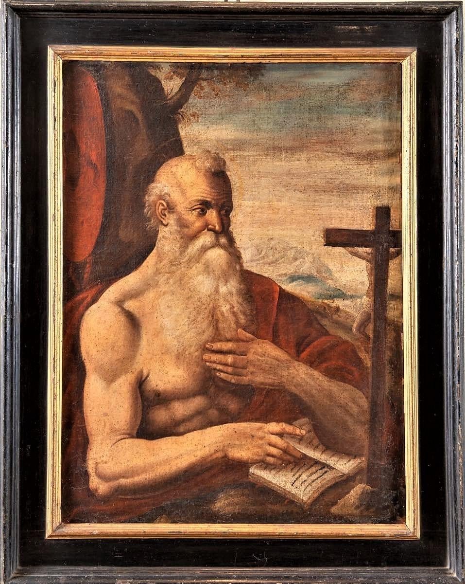 Unknown Figurative Painting - Saint Jerome, 16th-century Venetian master, oil on canvas, 1560 c.