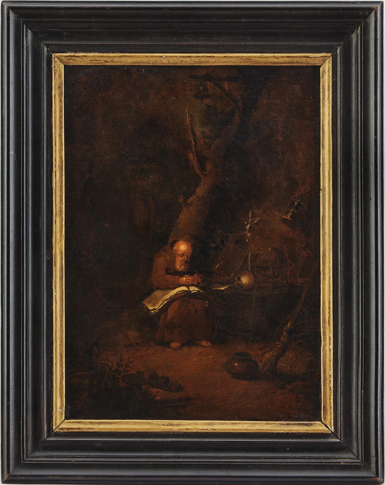 Saint Jerome – Dutch School, 18th Century - Black Figurative Painting by Unknown