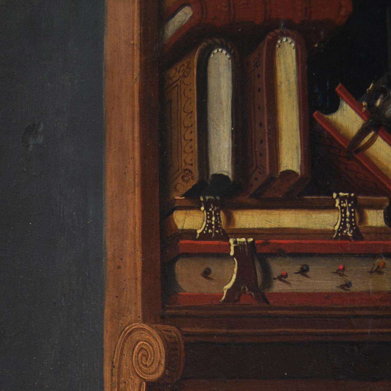 Saint Jerome in His Study, Gemälde eines Anhängers von Joos van Cleve, Öl auf Tafel – Painting von Unknown