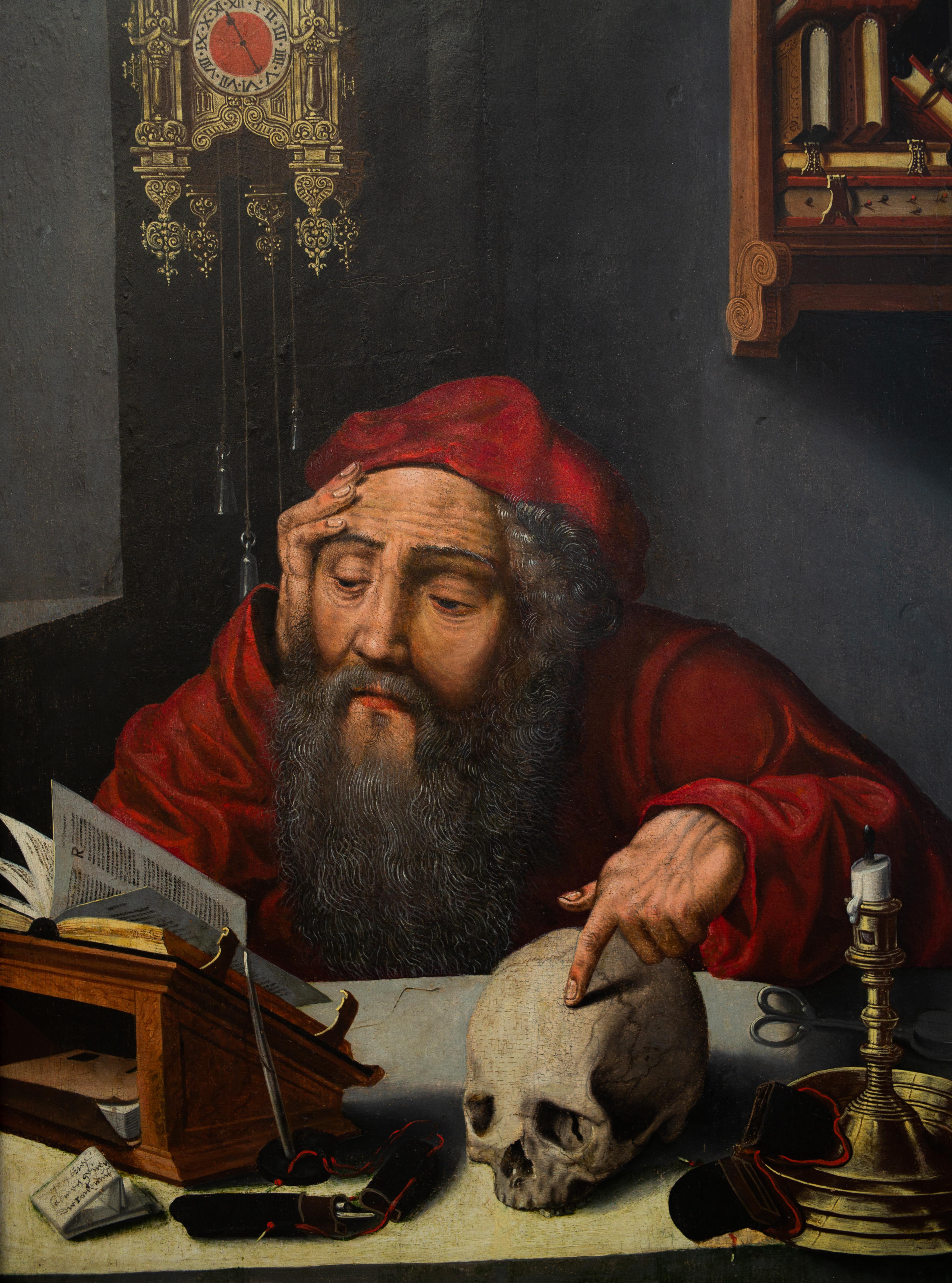 Saint Jerome in His Study, Gemälde eines Anhängers von Joos van Cleve, Öl auf Tafel (Alte Meister), Painting, von Unknown