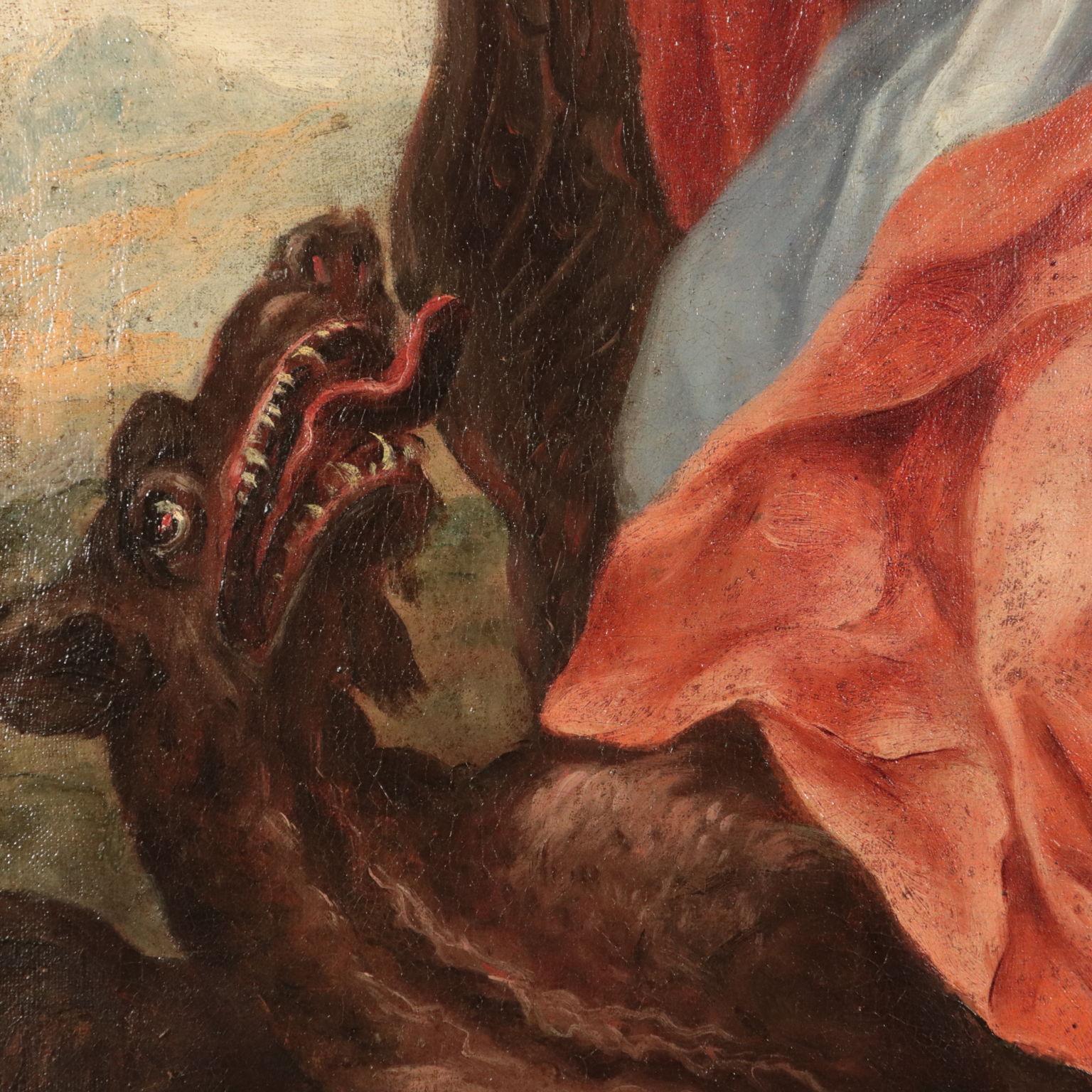 Saint Margaret, Oil on Canvas, 18th Century - Other Art Style Painting by Unknown