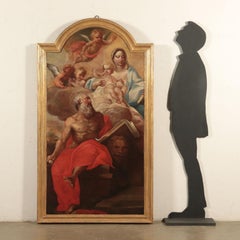 Saint Mark with Virgin Mary, Baby Jesus and Angels Oil on Canvas 1700