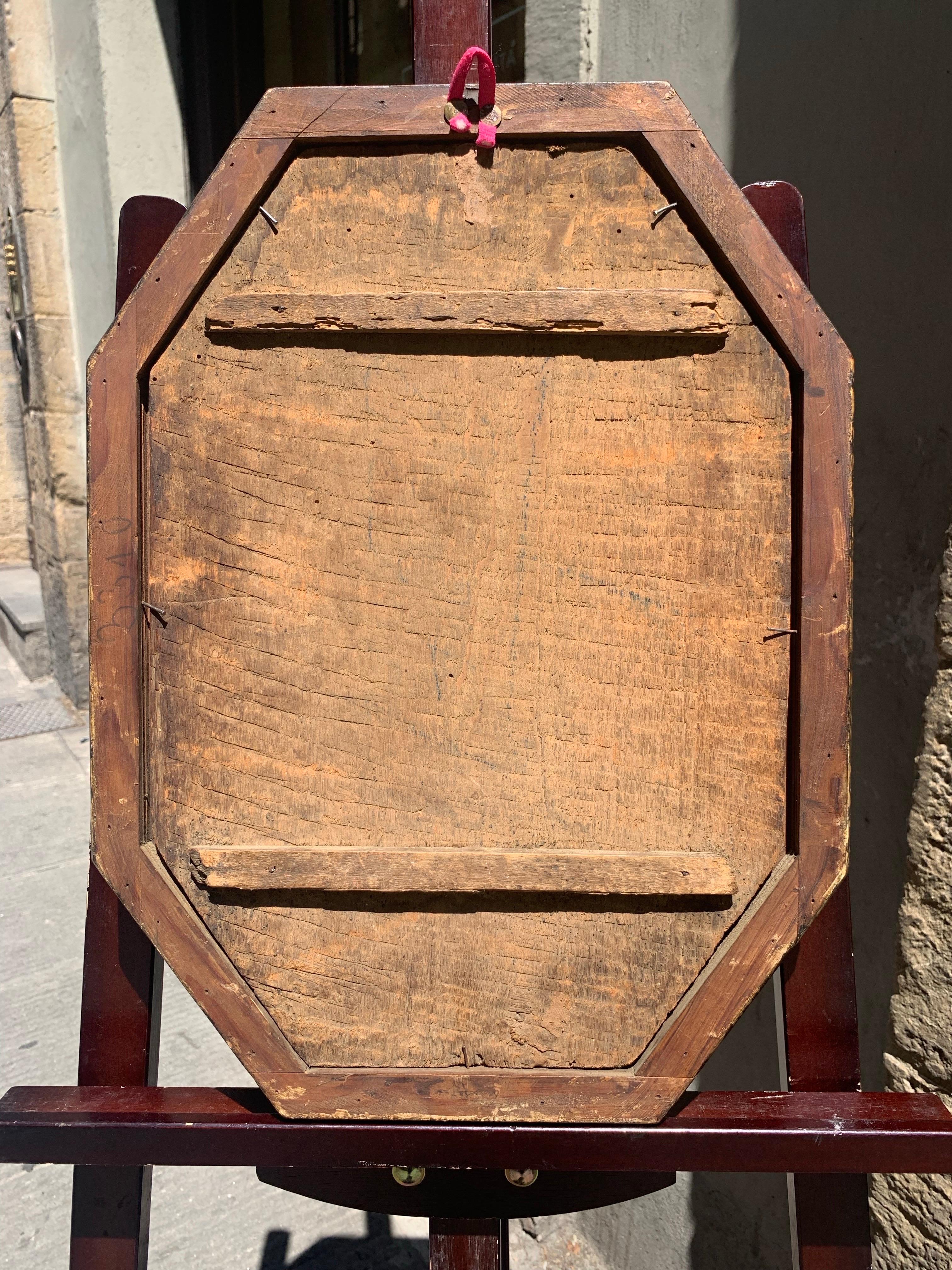 Saint Queen of Francs : Saint Clotilde, Painting on wooden panel, circa 1700. For Sale 3