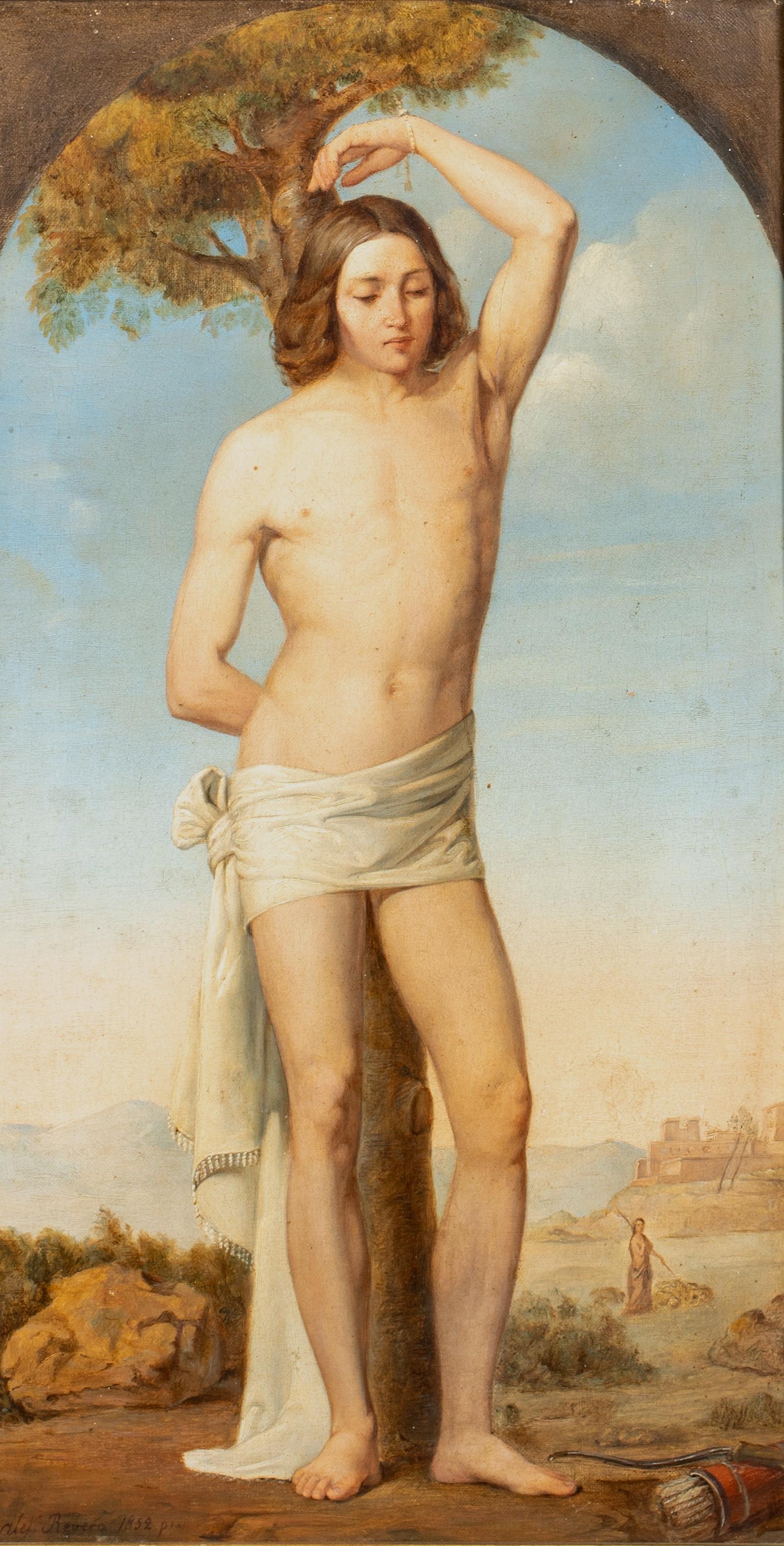 Unknown Portrait Painting - Saint Sebastian, 19th Century