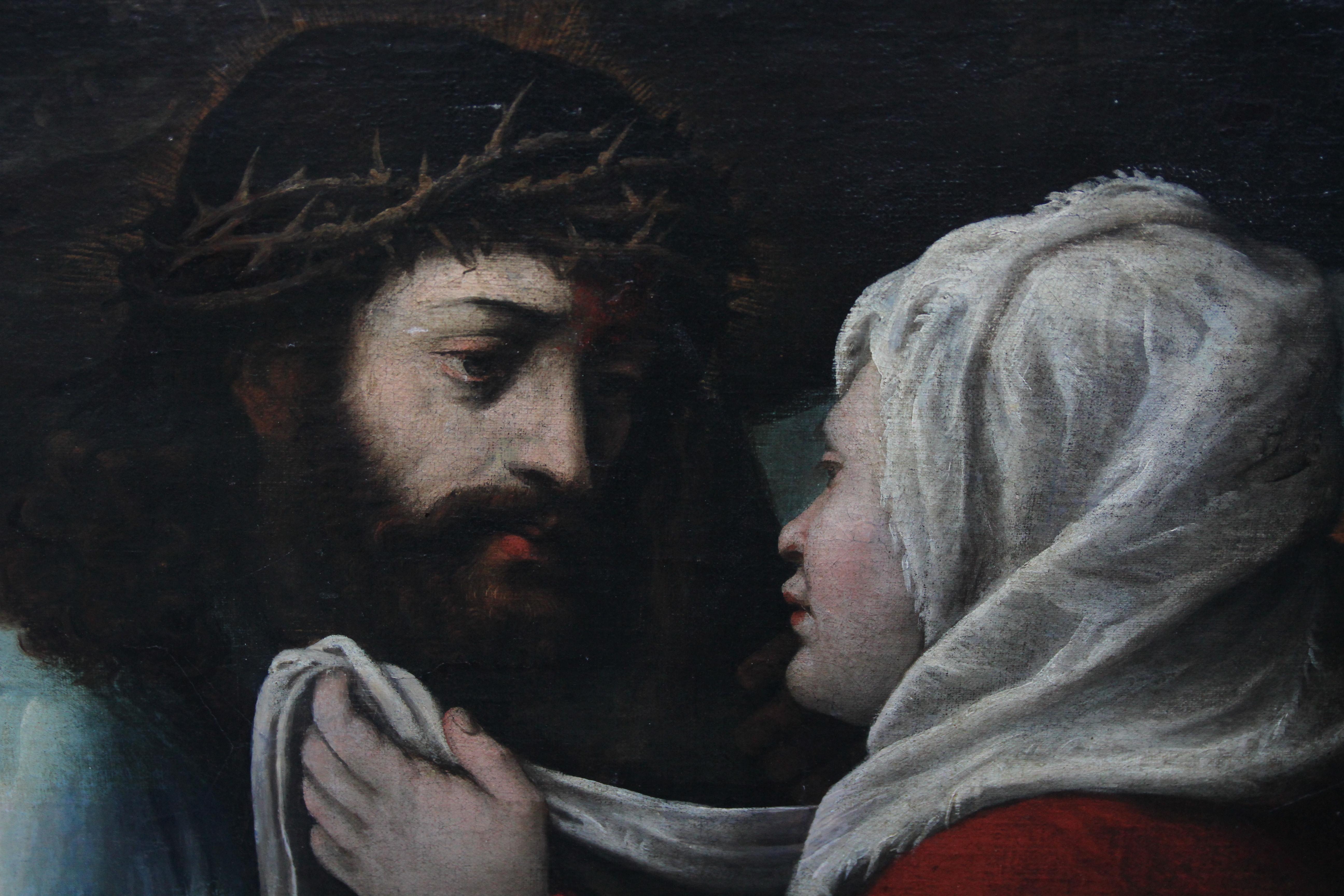 Saint Veronica Wiping Face of Christ - Italian 17thC art religious oil painting - Old Masters Painting by Unknown