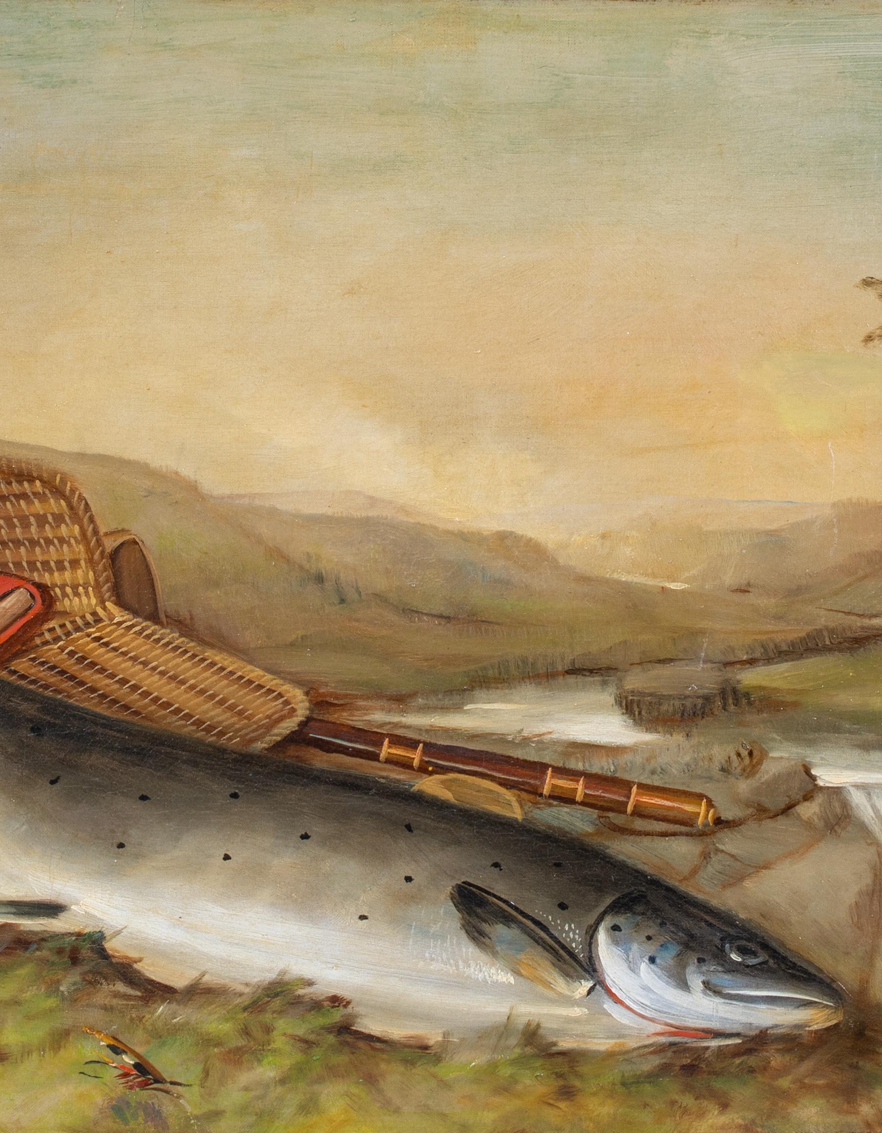 Salmon On The Riverbank, 19th Century  by Robert Kell (1829-1902) For Sale 1