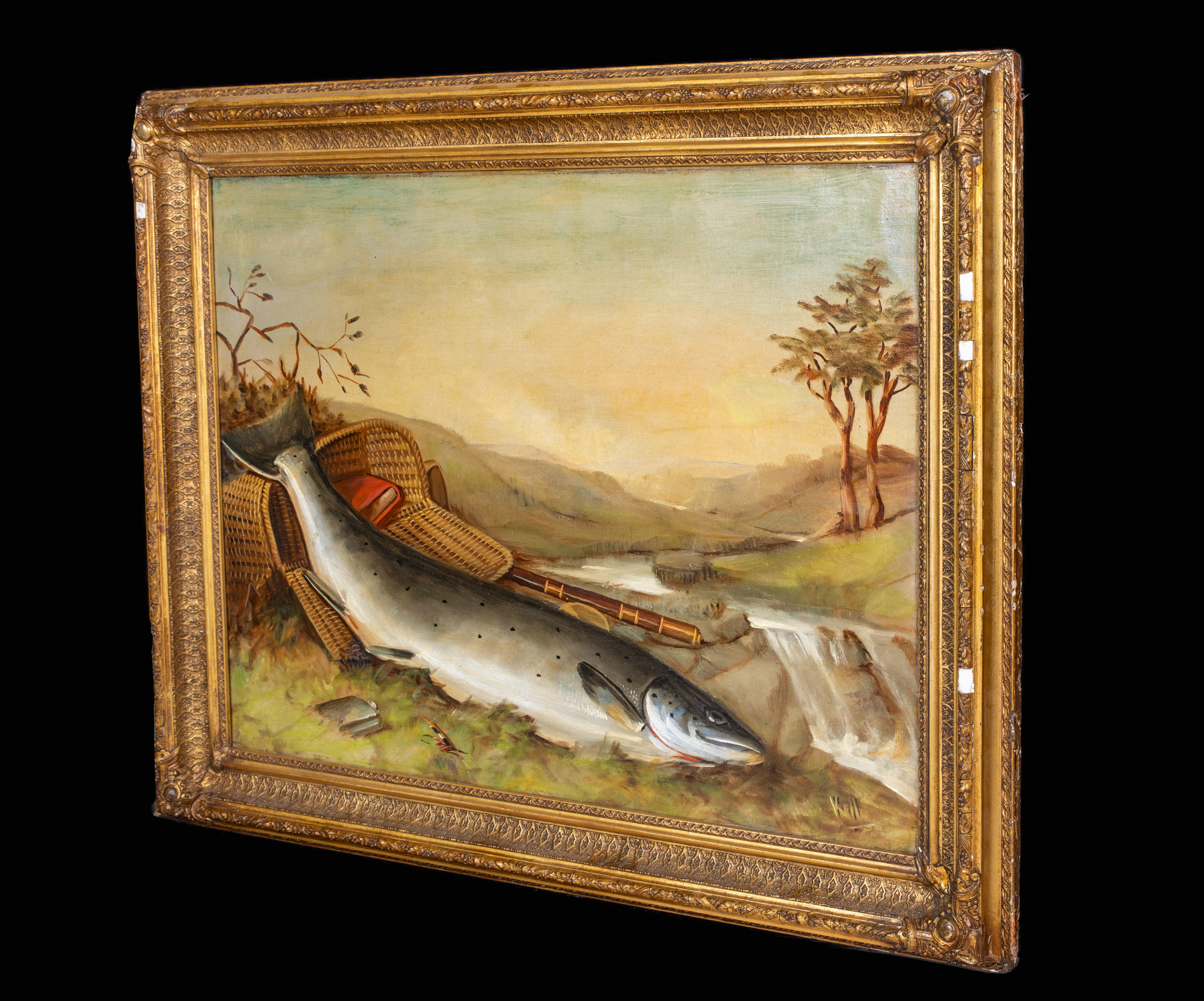 Salmon On The Riverbank, 19th Century  by Robert Kell (1829-1902) For Sale 3