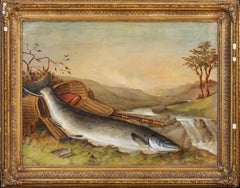 Antique Salmon On The Riverbank, 19th Century  by Robert Kell (1829-1902)