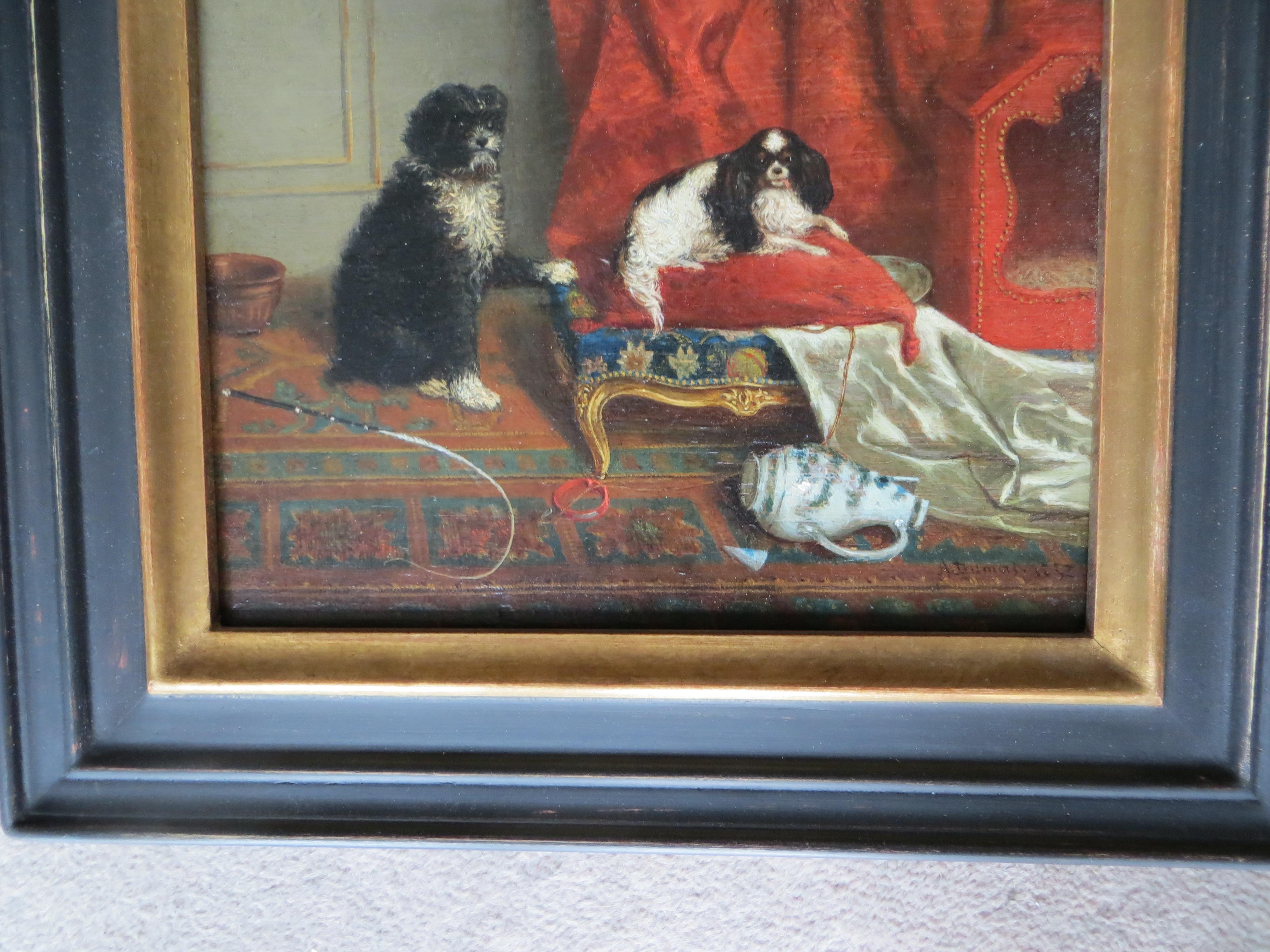 Salon Dogs - Romantic Painting by Unknown