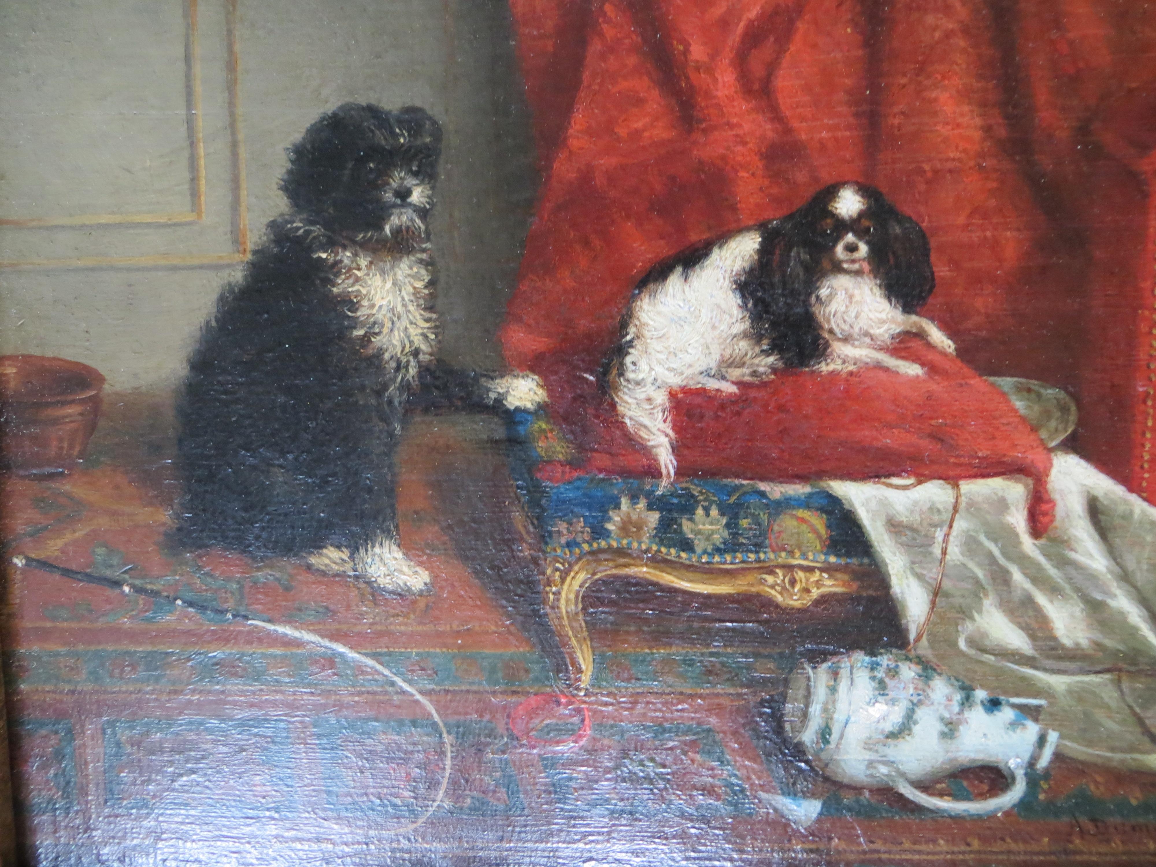 Salon Dogs - Painting by Unknown