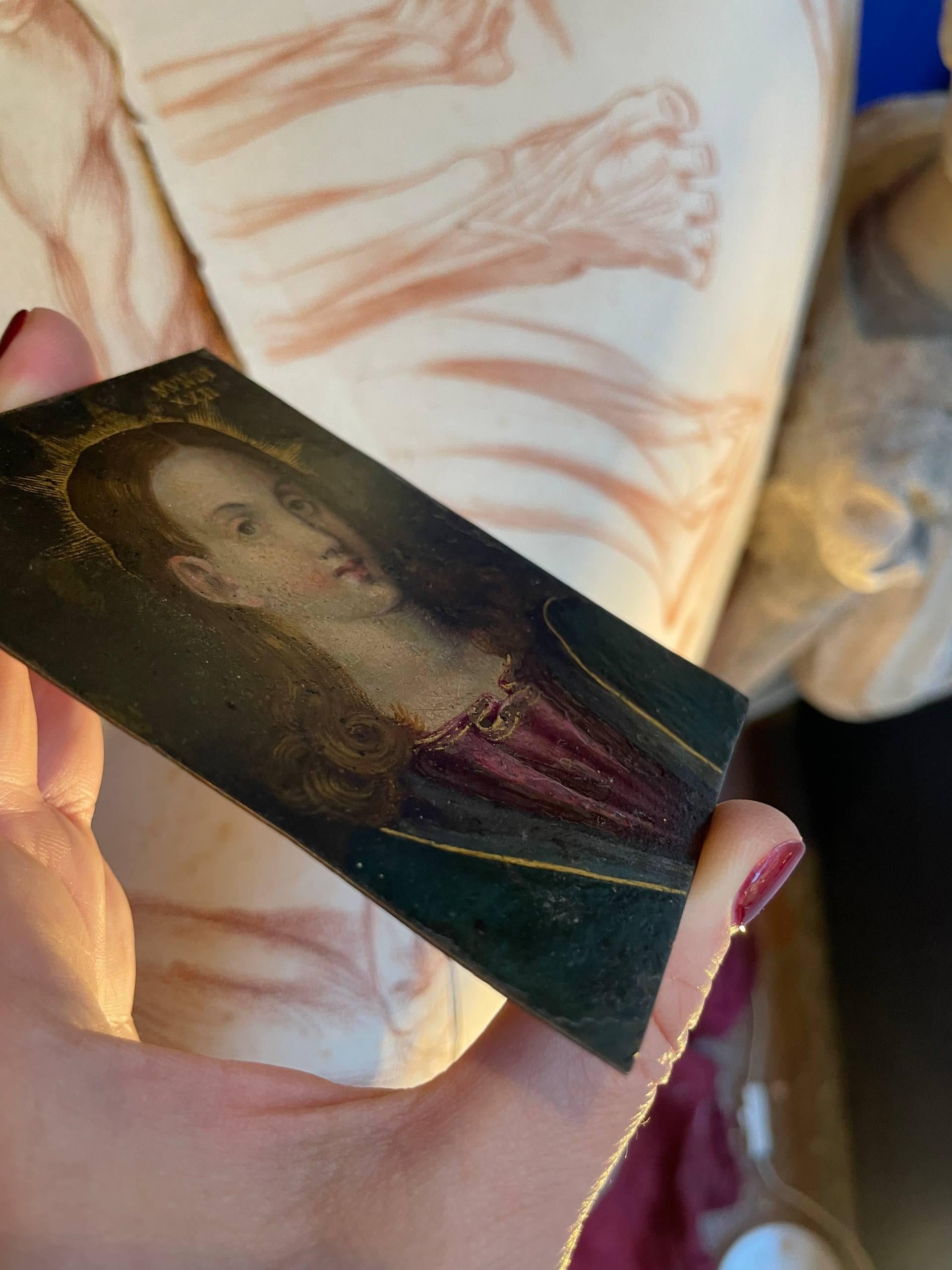 Salvator Mundi, Öl auf Kupfer, Norditalien, spätes 16. - frühes 17. Jh., 9×7 cm im Angebot 3