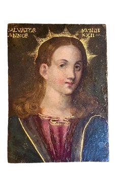 Salvator Mundi, oil on copper, North Italian, late 16th–early 17th c., 9×7 cm