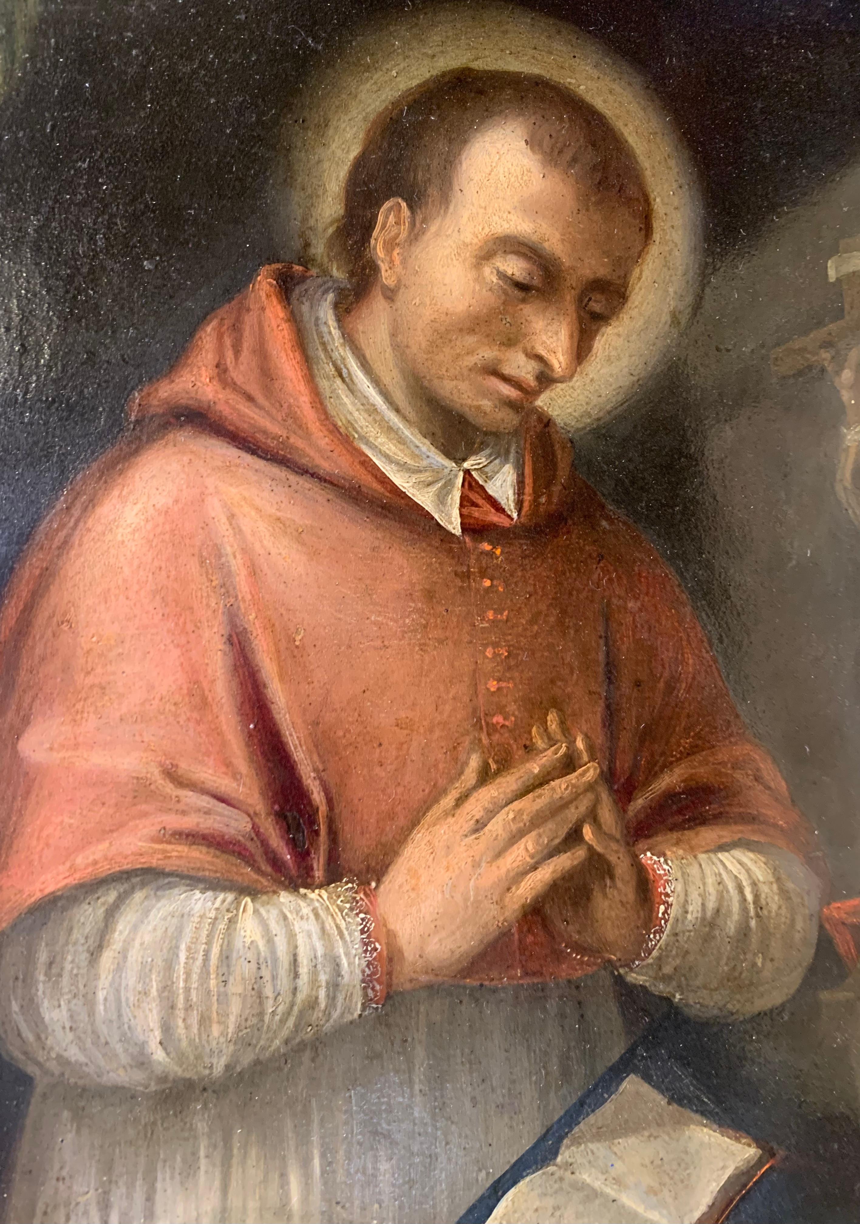 San Carlo Borromeo. Early 17th Century. Painting on Copper. 5