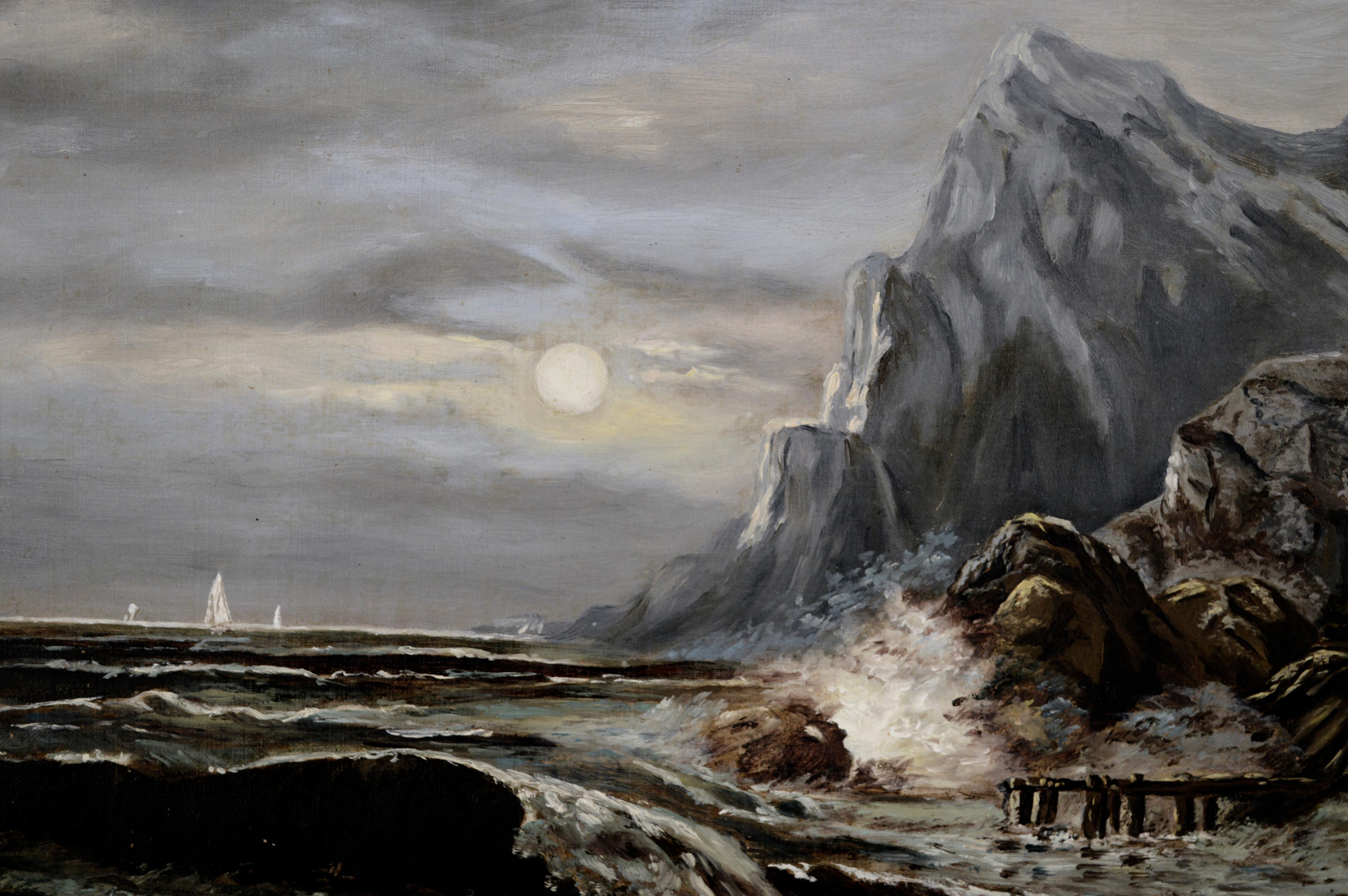 Baia di San Francisco e surf autunnale con la capanna dei balenieri, circa 1900
Dipinto tonalista dei primi anni della California che ritrae la costa di San Francisco e una capanna di balenieri. Forse da D. A. Fisher (americano, 1867-1940). I