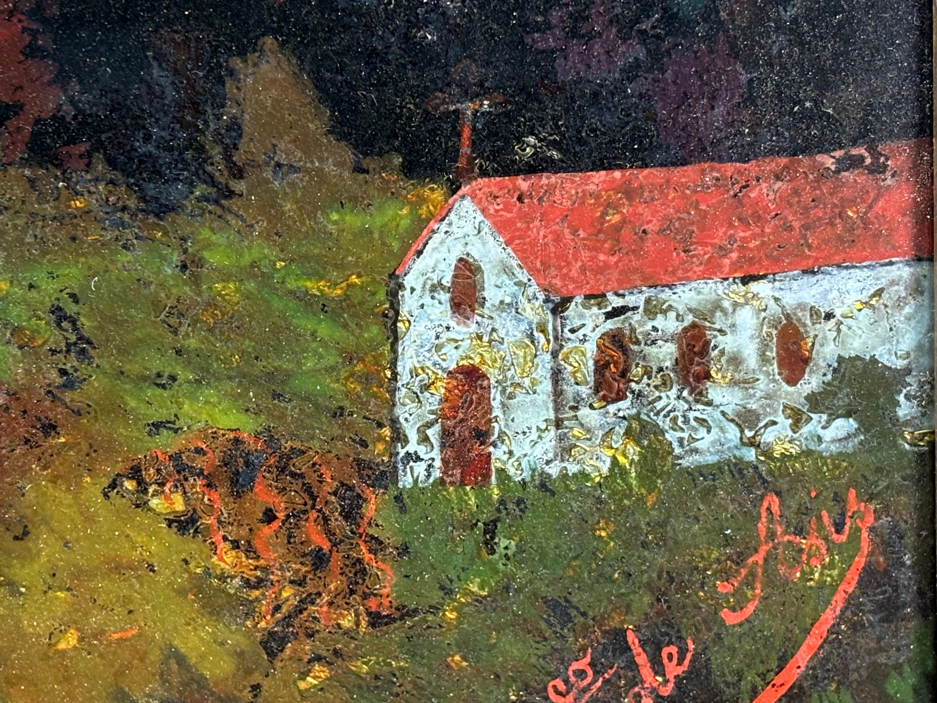 Interessante óleo pintado sobre cristal que representa a San Francisco de Asís,
dipinto con un estilo Naif.

No esta firmado, solo va titulado.

Si presenta con il suo marchio originale di Maderae color plata (secolo xix).

Lo stato generale è