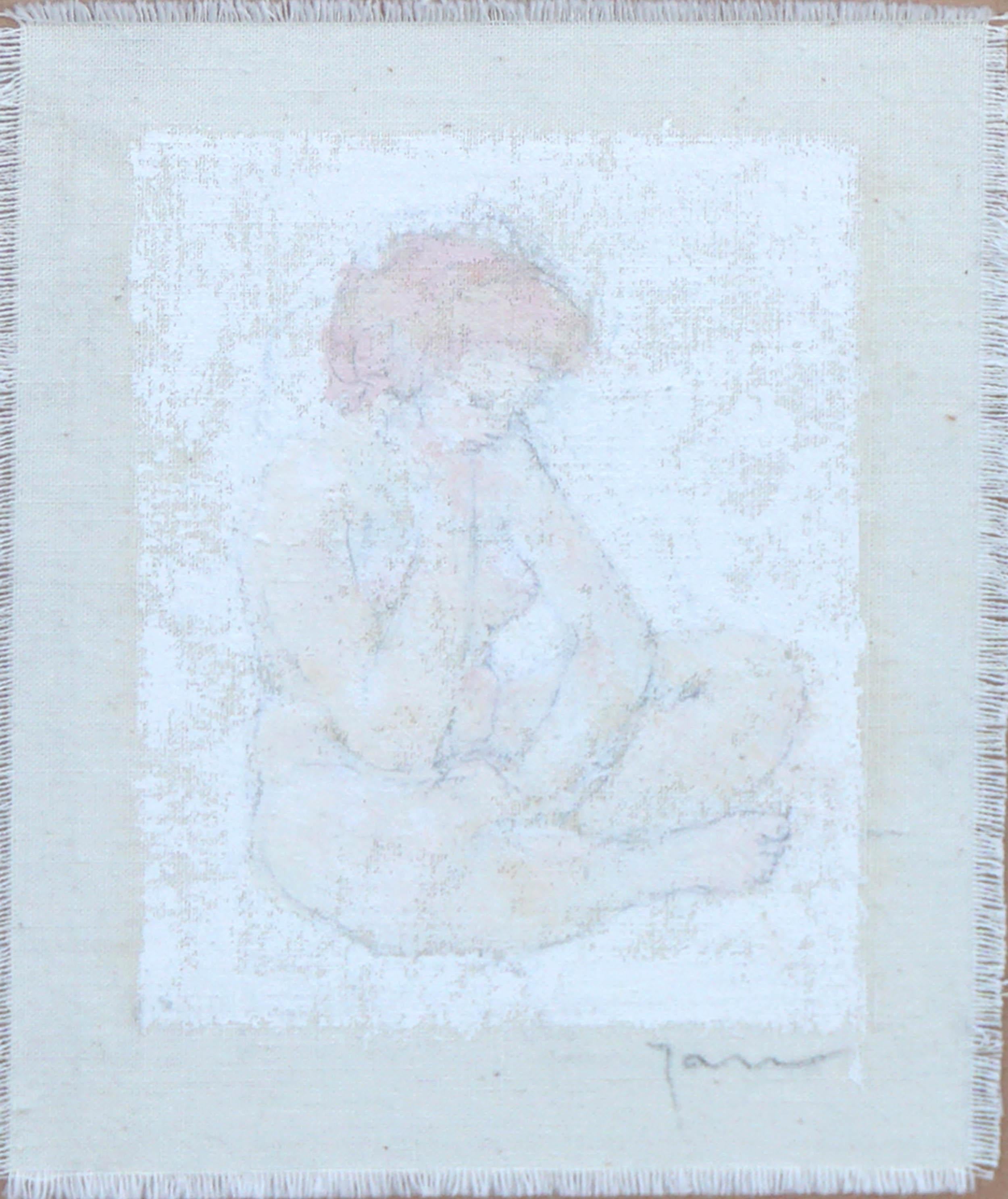 Diminutive Mid Century Seated Nude Study - San Francisco Figurative Movement  - Painting by Unknown