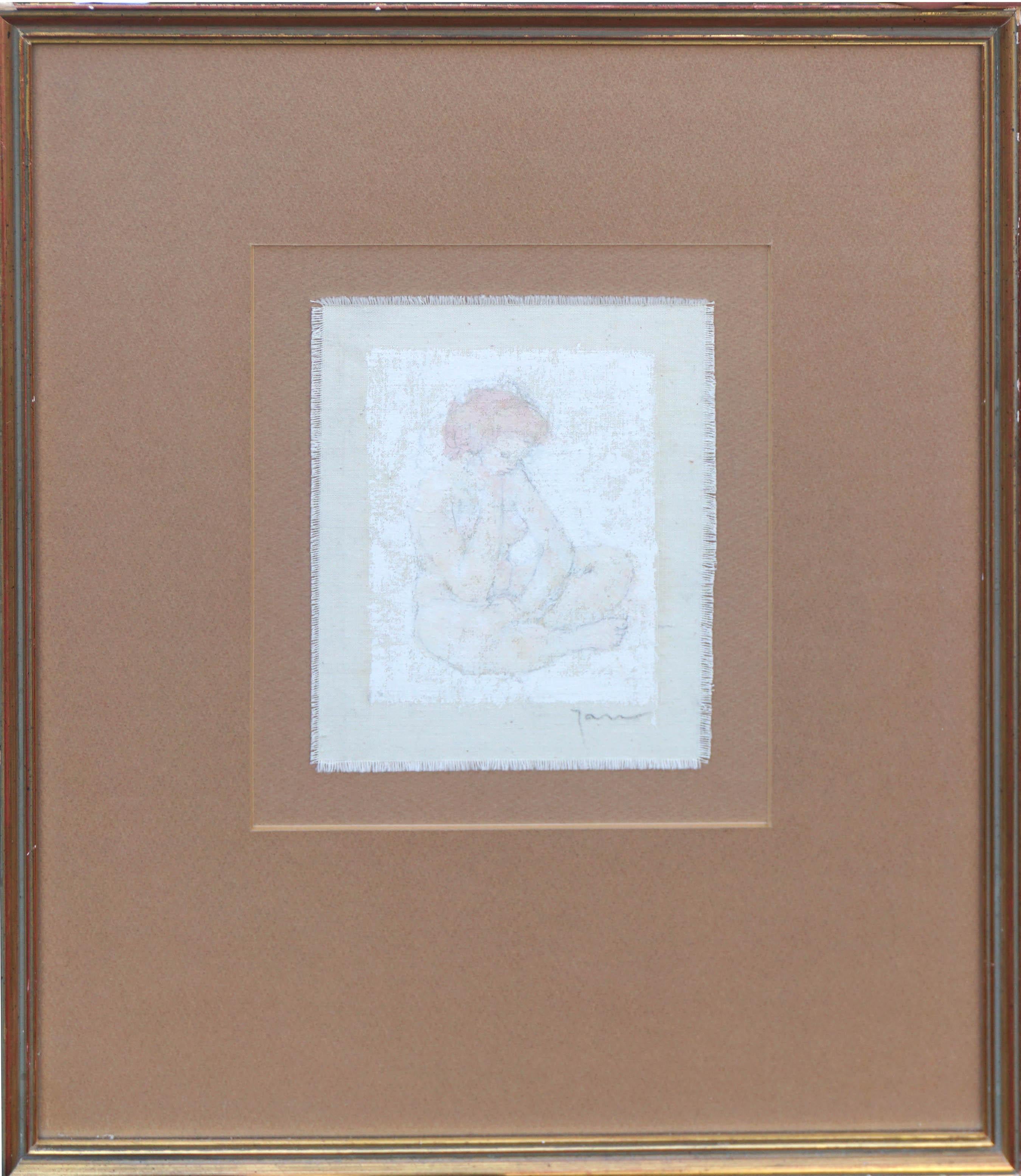 Unknown Nude Painting – Kleine sitzende Aktstudie aus der Mitte des Jahrhunderts – San Francisco Figurative Bewegung 