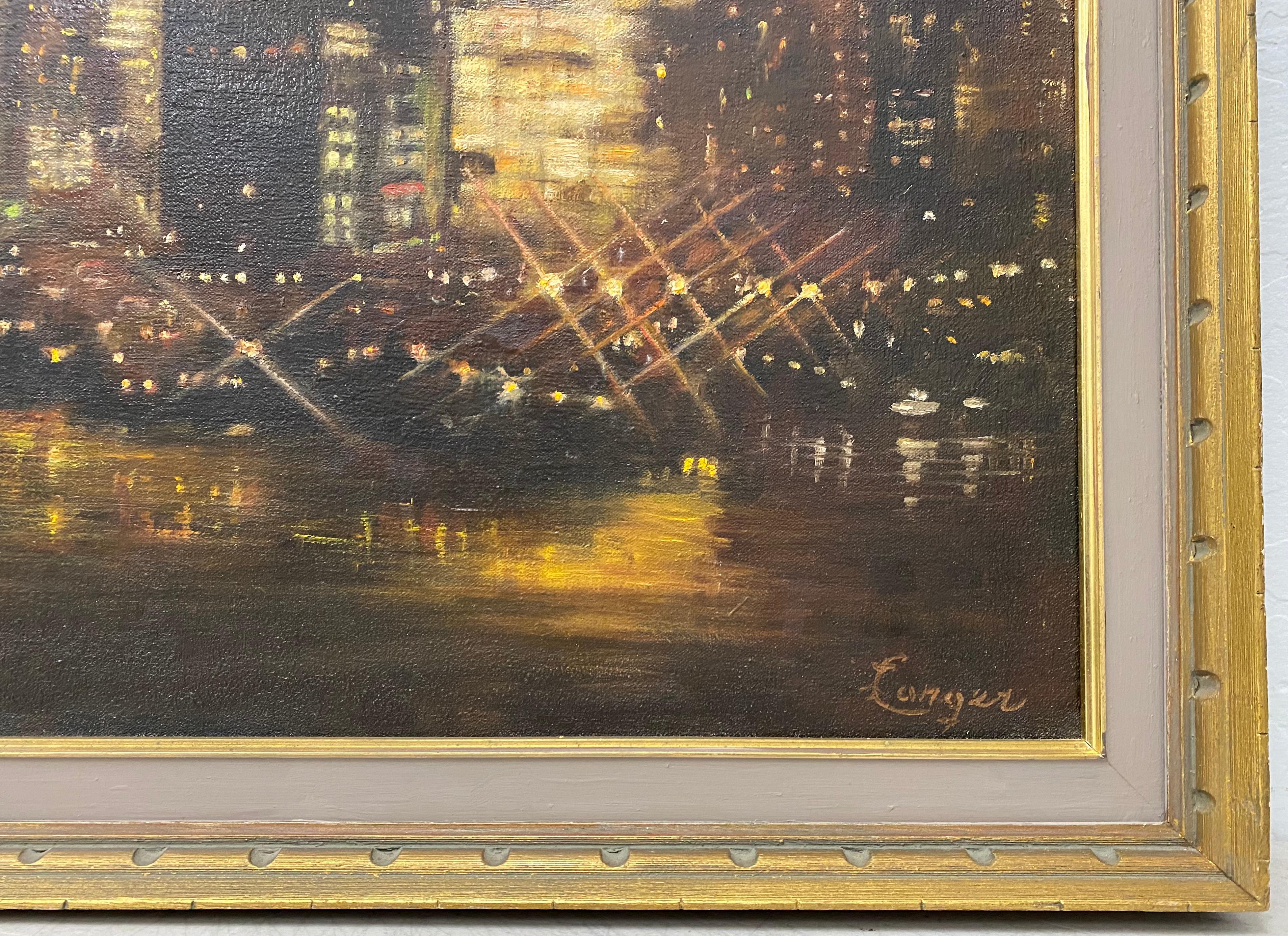 Mid Century San Francisco Skyline at Night Original Oil Painting by Conger c.1950

Original oil on canvas

Dimensions 40