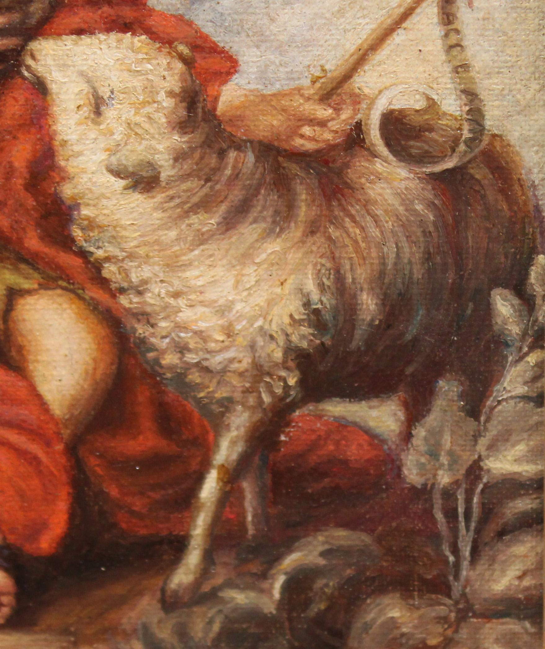 San Juan Bautista niño (Según Murillo) - Óleo sobre tabla in vendita 3