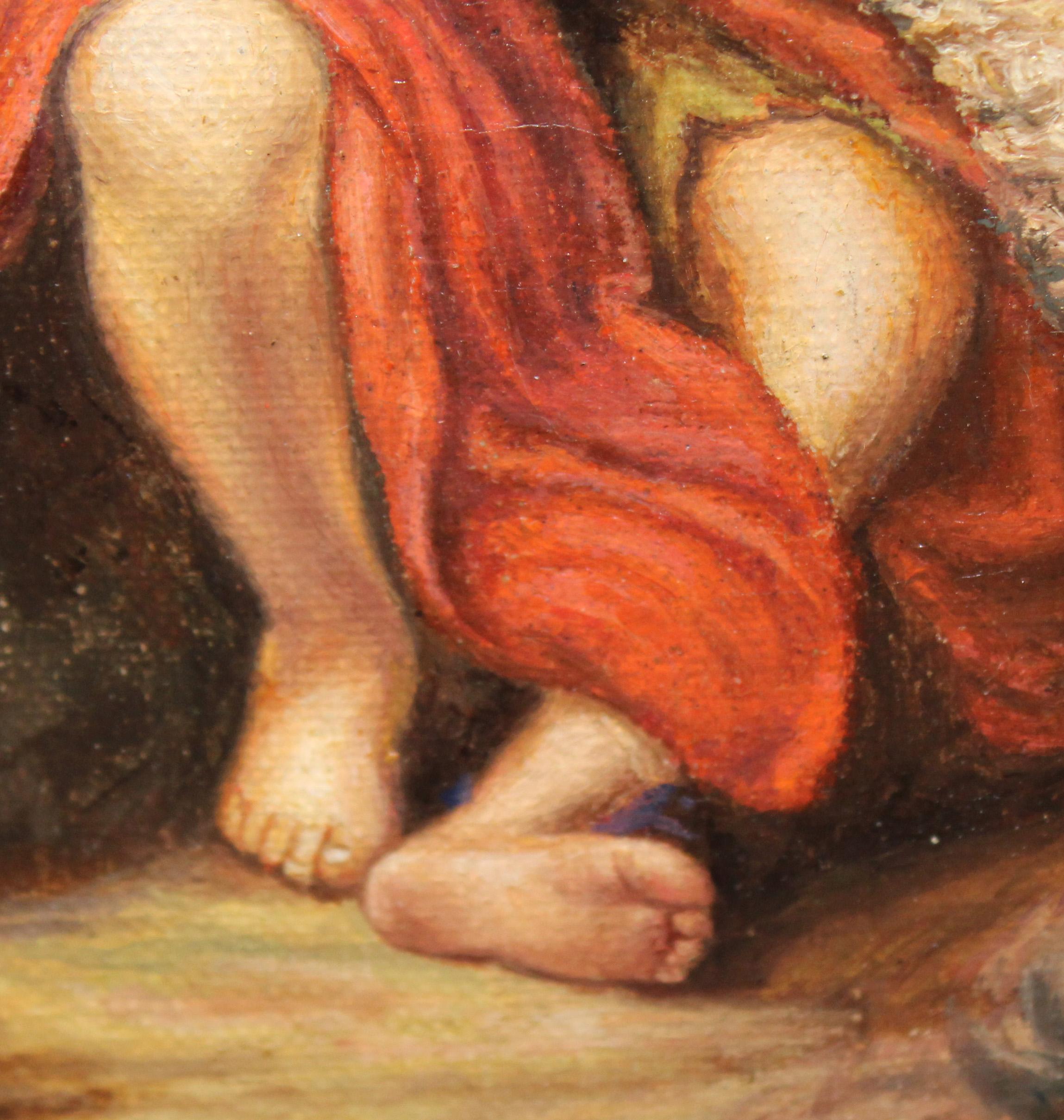 San Juan Bautista niño (Según Murillo) - Óleo sobre tabla in vendita 4