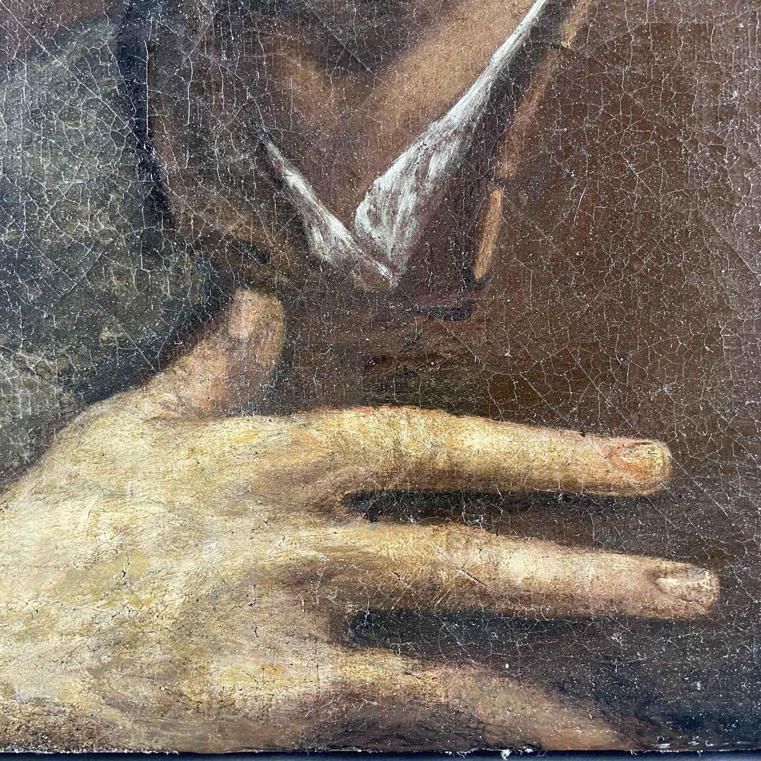 San Pietro e Il Gallo Scuola Italiana XVII Secolo Dipinto a Olio Su Tela in vendita 2