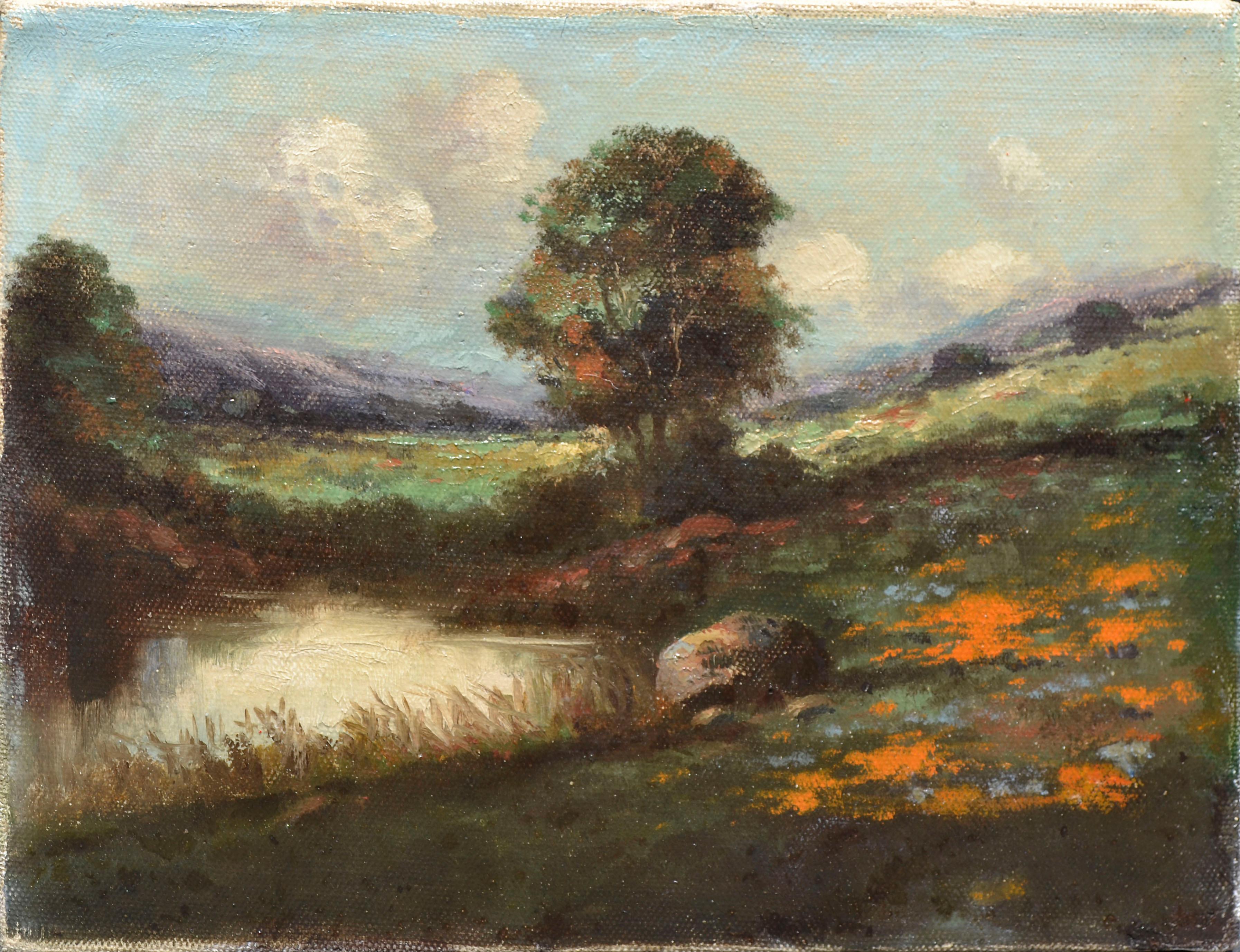 Unknown Landscape Painting - Landscape of San Rafael Looking Toward Mt. Tamalpais - DeTreville