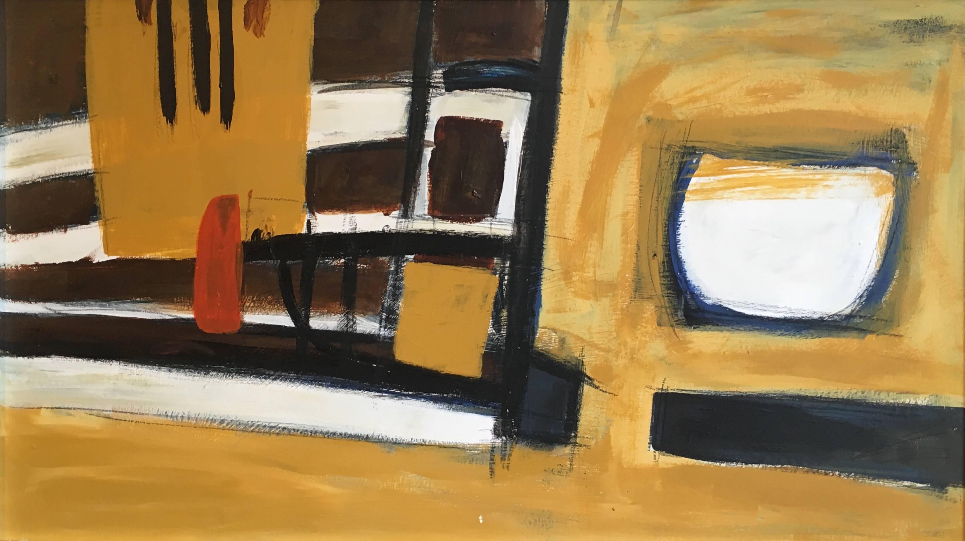Abstract Painting di Unknown - Paesaggio di sabbia" Pittura a olio astratta di grandi dimensioni