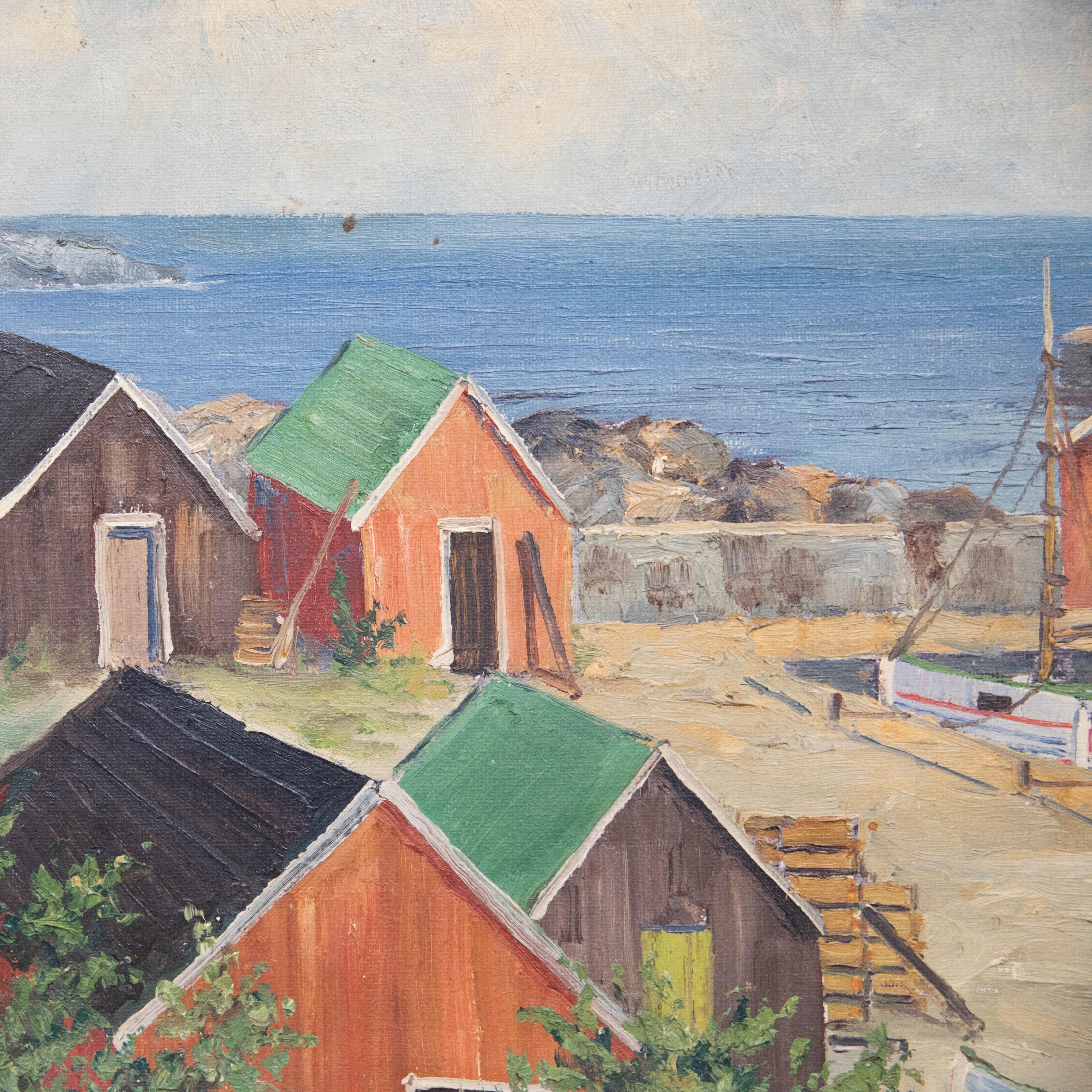 Sandvig - Mid 19th Century Oil, A Harbour View For Sale 1
