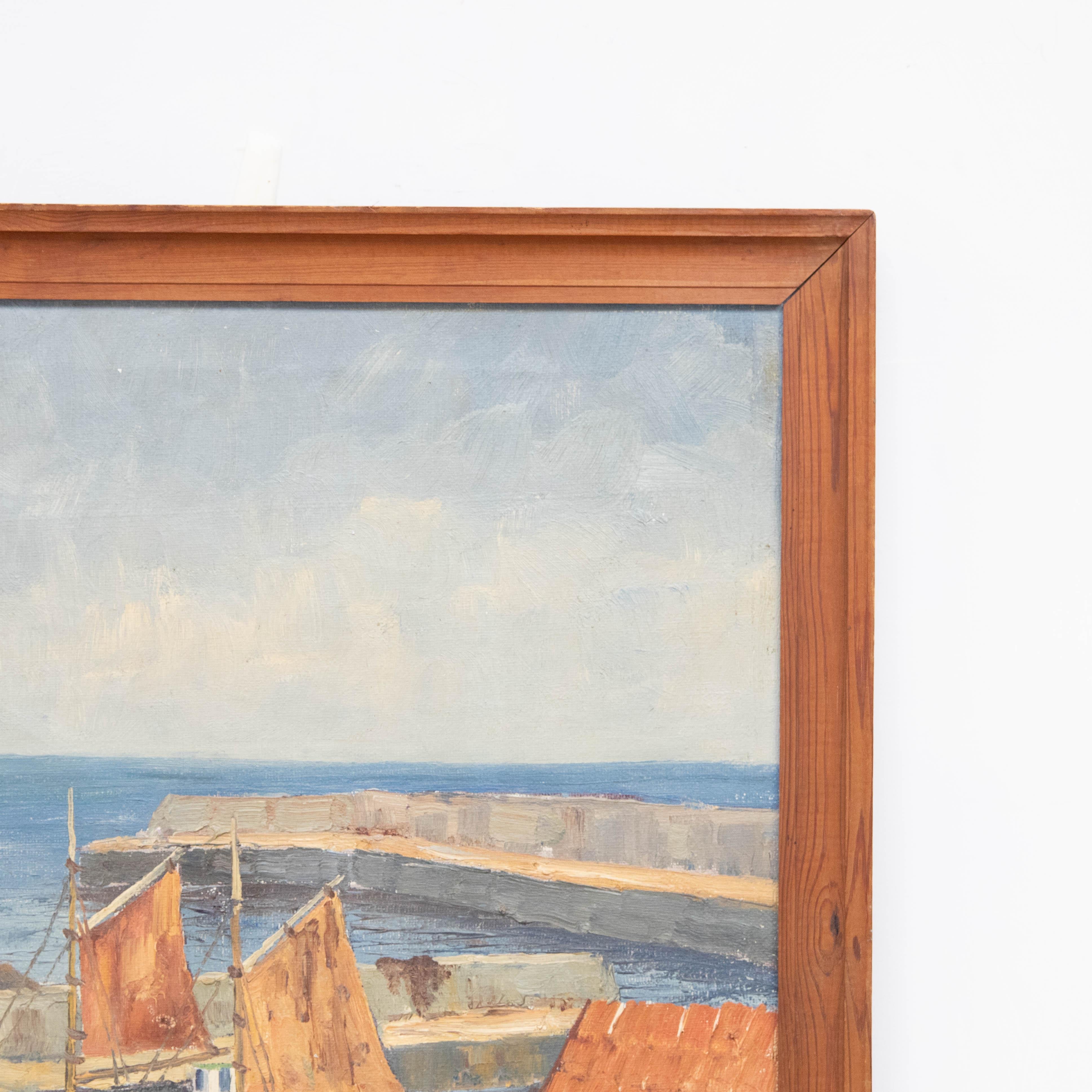 Sandvig - Mid 19th Century Oil, A Harbour View For Sale 2