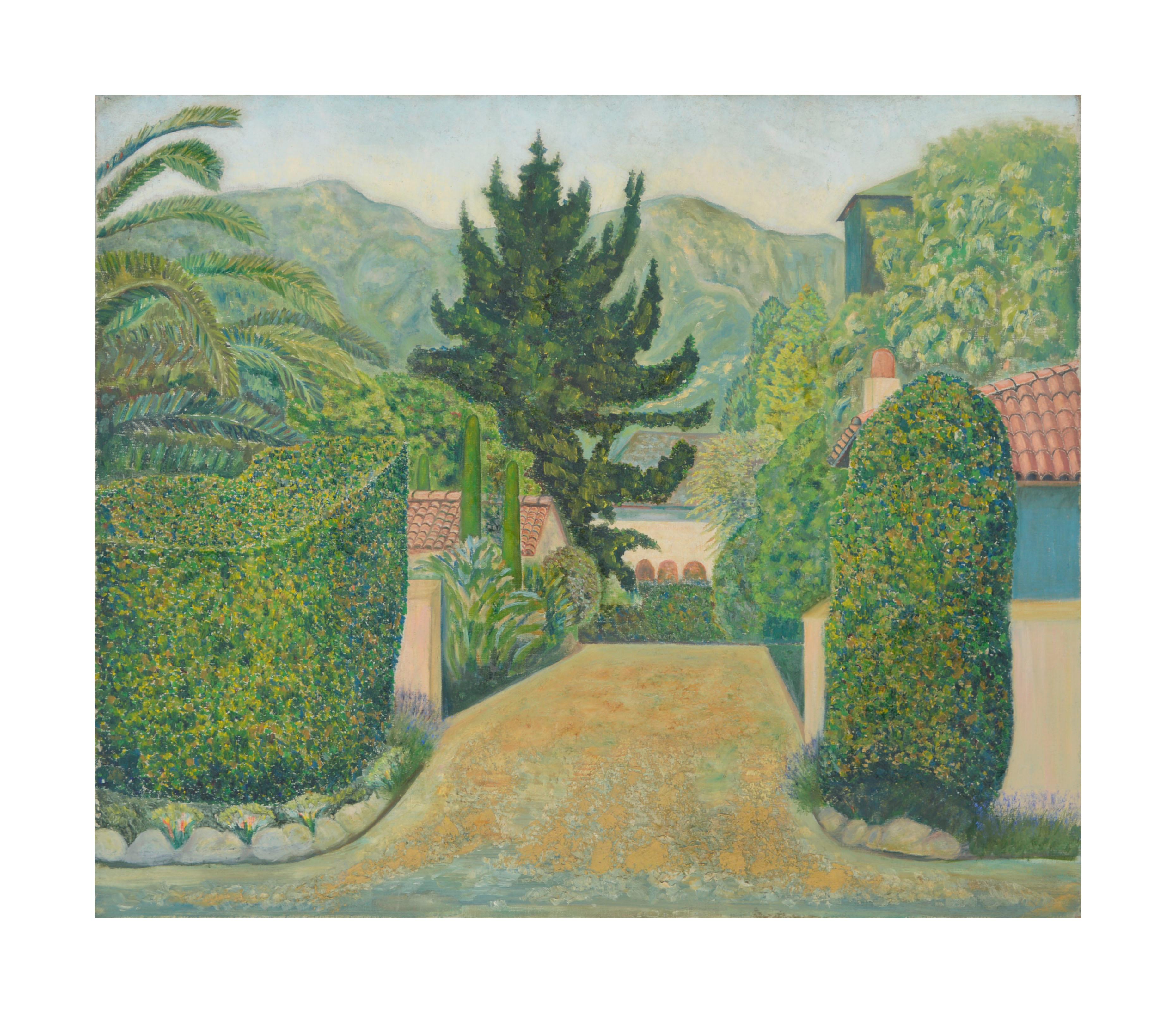 Unknown Landscape Painting - Santa Barbara Estate Landscape