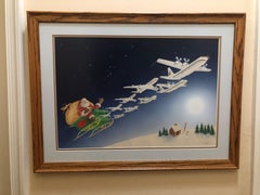Santa Claus Christmas Eve original Southern Air Transport Illustration
