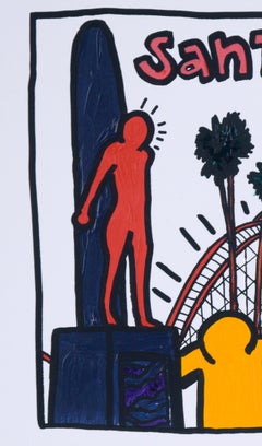 "Santa Cruz" Escenas icónicas, Pintura original al estilo de Keith Haring