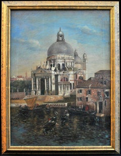 Santa Maria Della Salute, Venice - 19th Century Italian Antique Oil Painting