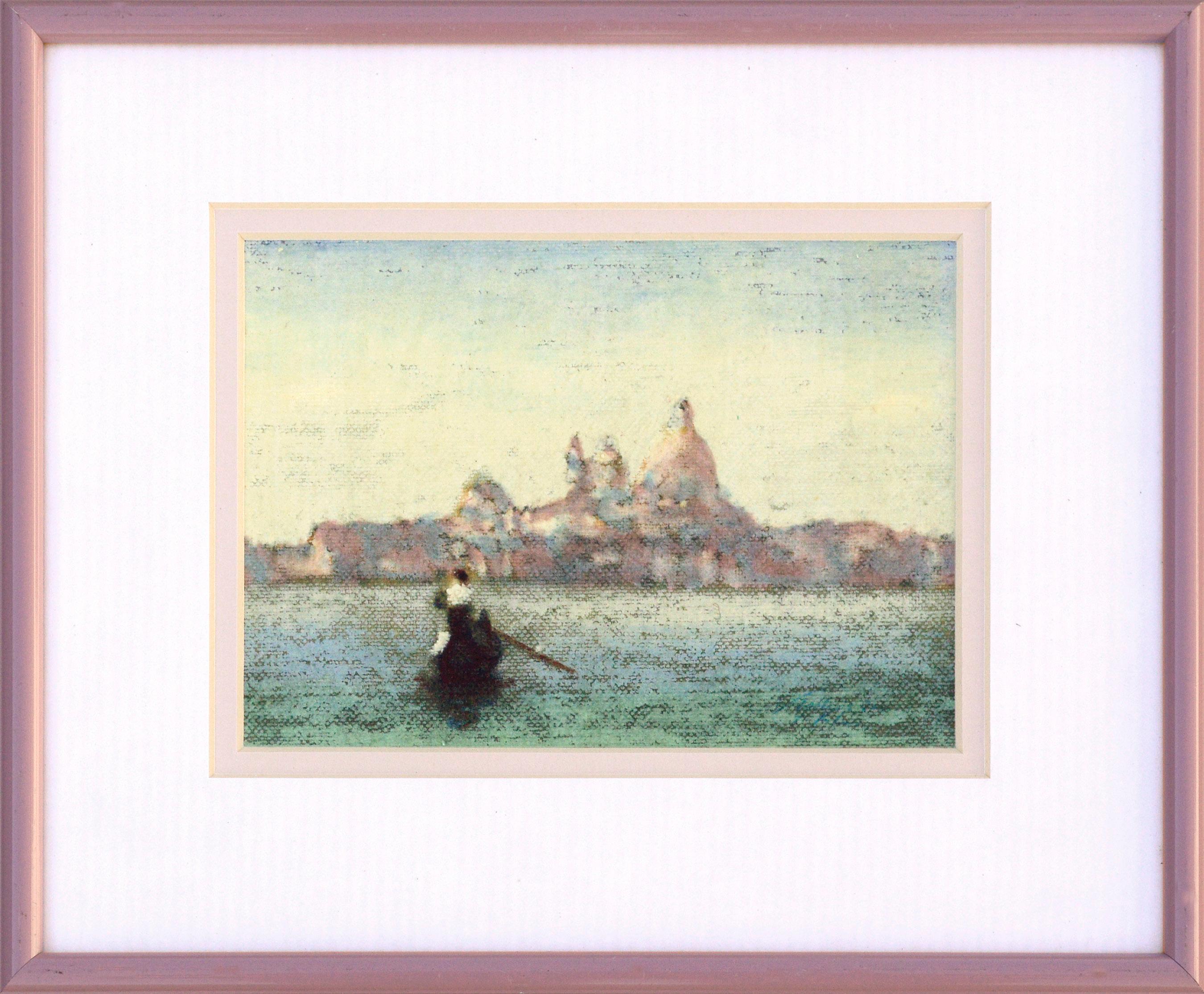 Unknown Landscape Painting - Santa Maria della Salute, Venice - Italian Landscape with Gondola 