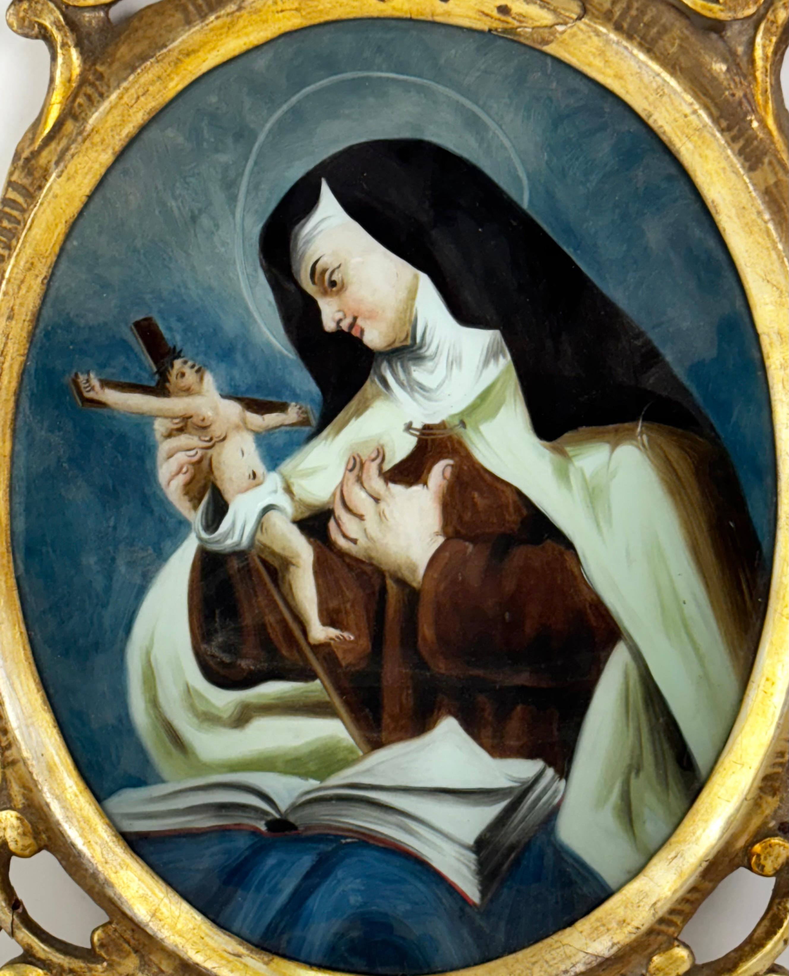 SANTA TERESA DE JESUS - CRISTAL PINTADO - FINALES SG XVIII -CORNOCOPIA ORIGINAL - Painting by Unknown