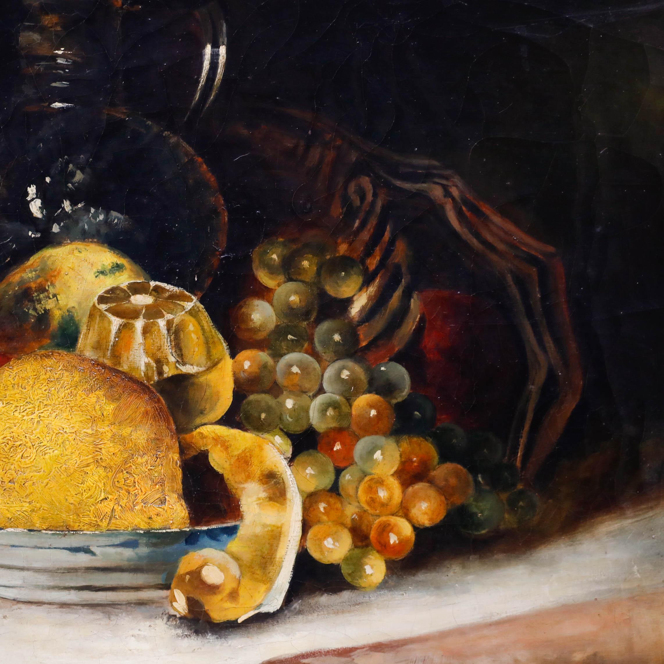 Sara Frederika Hendriks (1846-1925) – gerahmtes Ölgemälde, Die Obstschale (Braun), Still-Life Painting, von Unknown