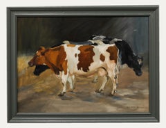 Sarah Norris - Framed 20th Century Oil, Three Cows