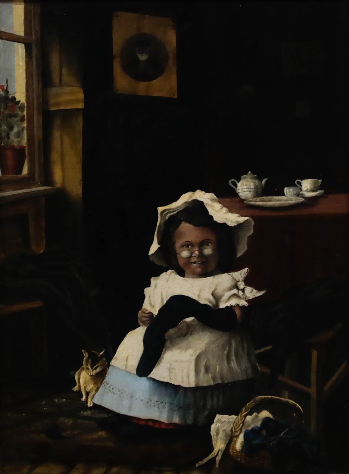 S.C. Jago - 1889 Öl, Näht im Parlour, Ölgemälde – Painting von Unknown
