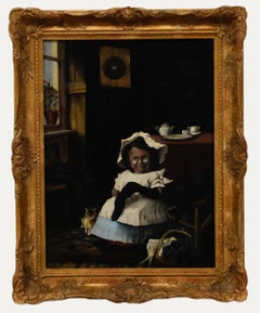 S.C. Jago - 1889 Oil, Sewing in the Parlour