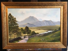 Scafell From Hardknott Pass Huge British Lake District Landscape Oil Painting